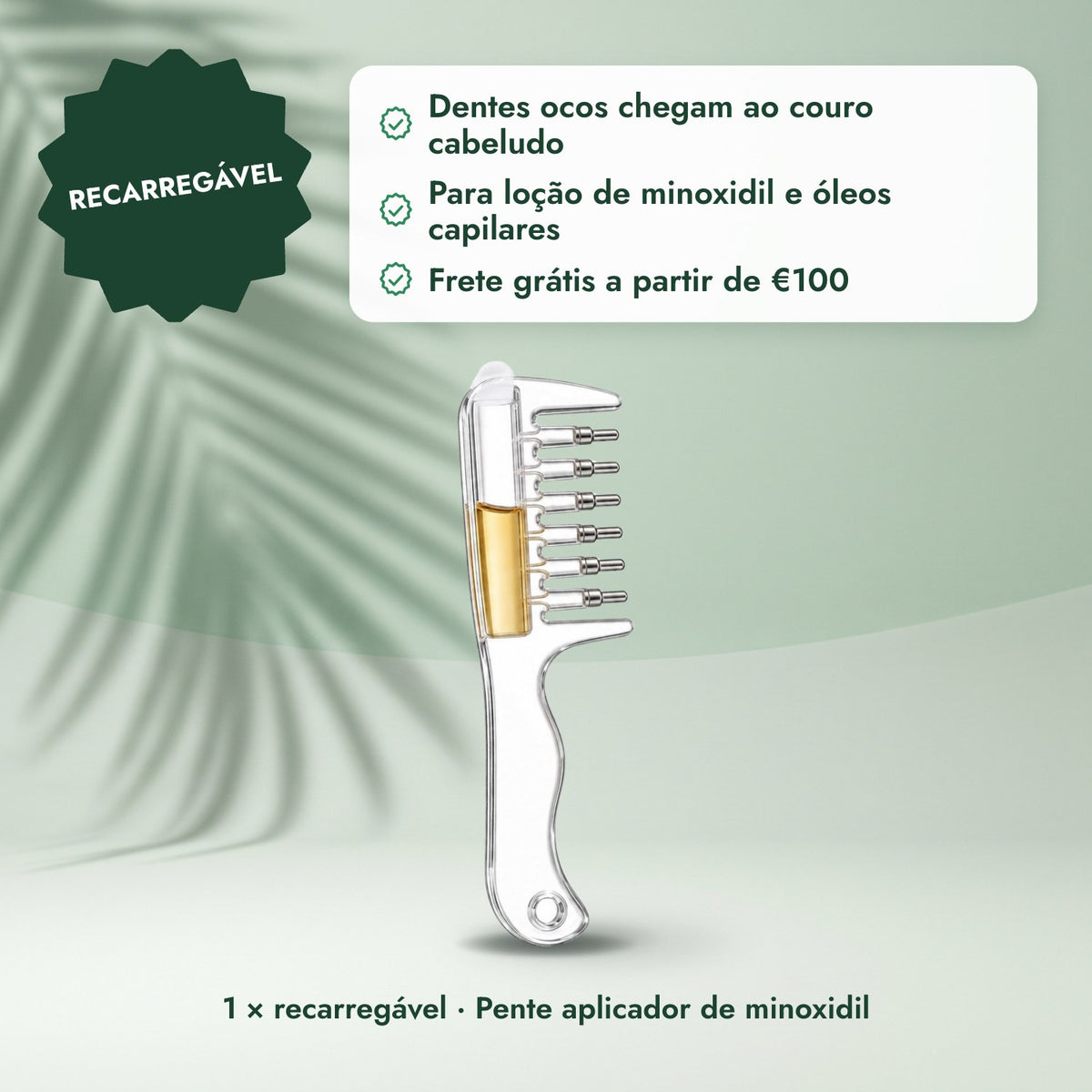 1 × recarregável · Pente aplicador de minoxidil: Recarregável