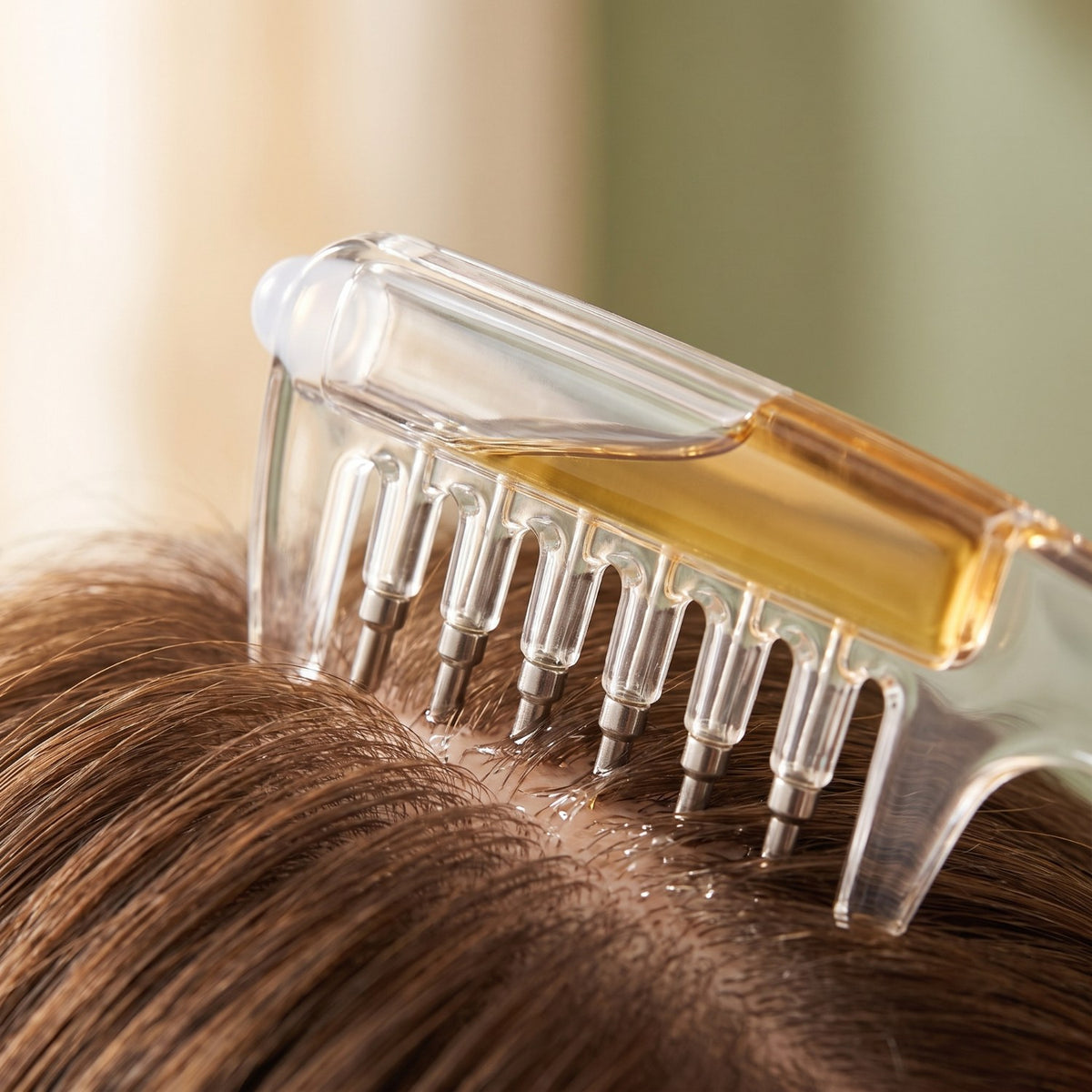 Prim-plan: Pieptene aplicator pentru minoxidil
