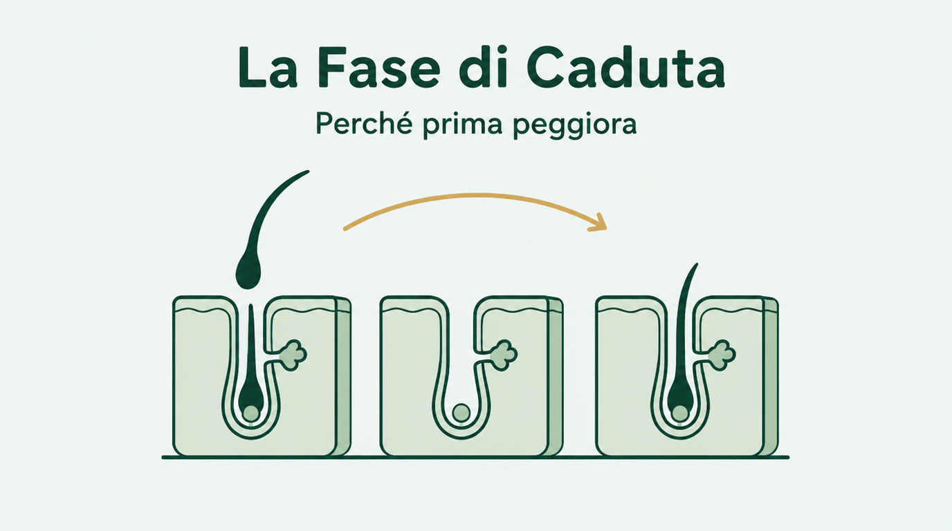 La fase di perdita di capelli da minoxidil, spiegata