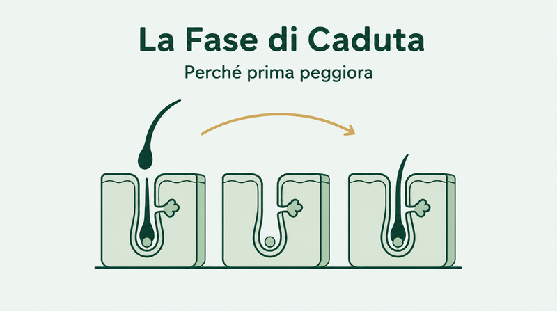 La fase di perdita di capelli da minoxidil, spiegata