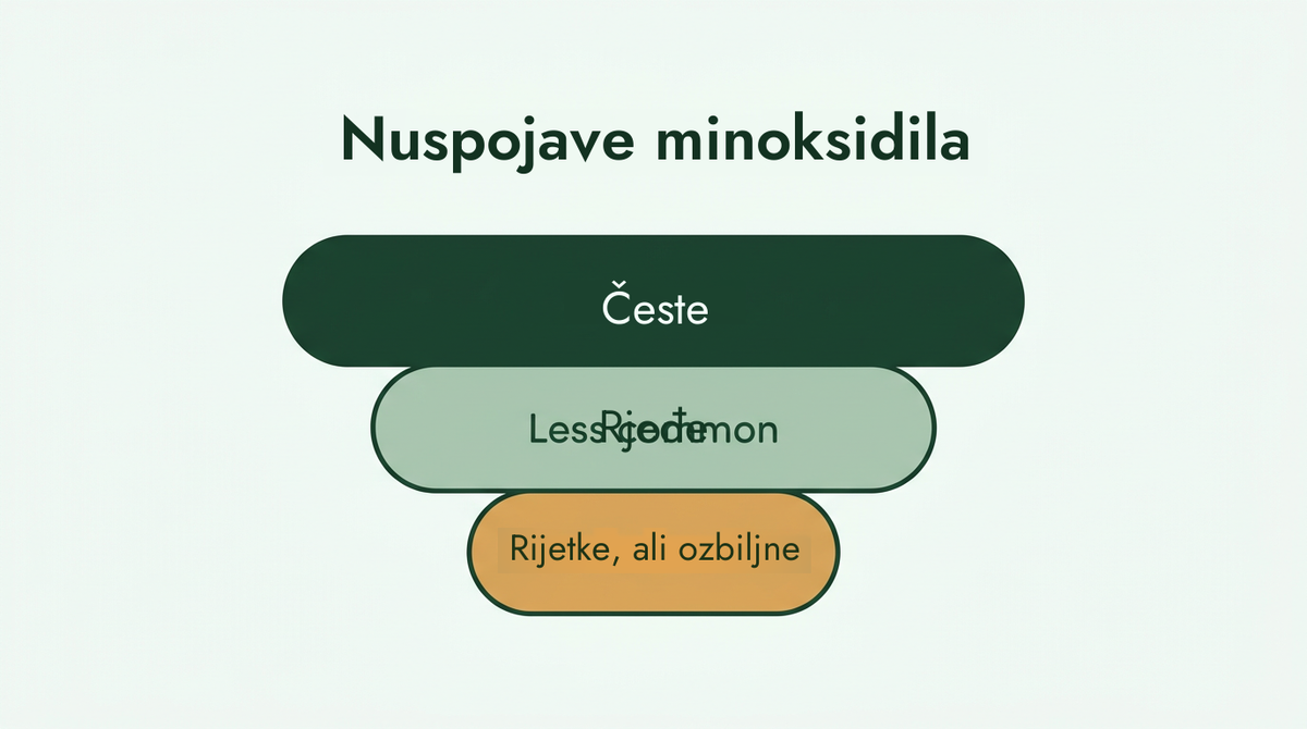 Nuspojave minoksidila, od čestih do rijetkih