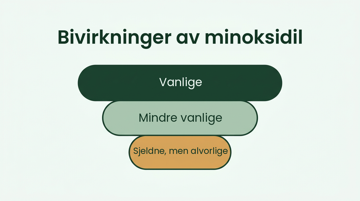 Bivirkninger av minoksidil, fra vanlige til sjeldne