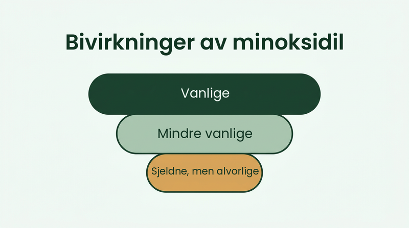 Bivirkninger av minoksidil, fra vanlige til sjeldne
