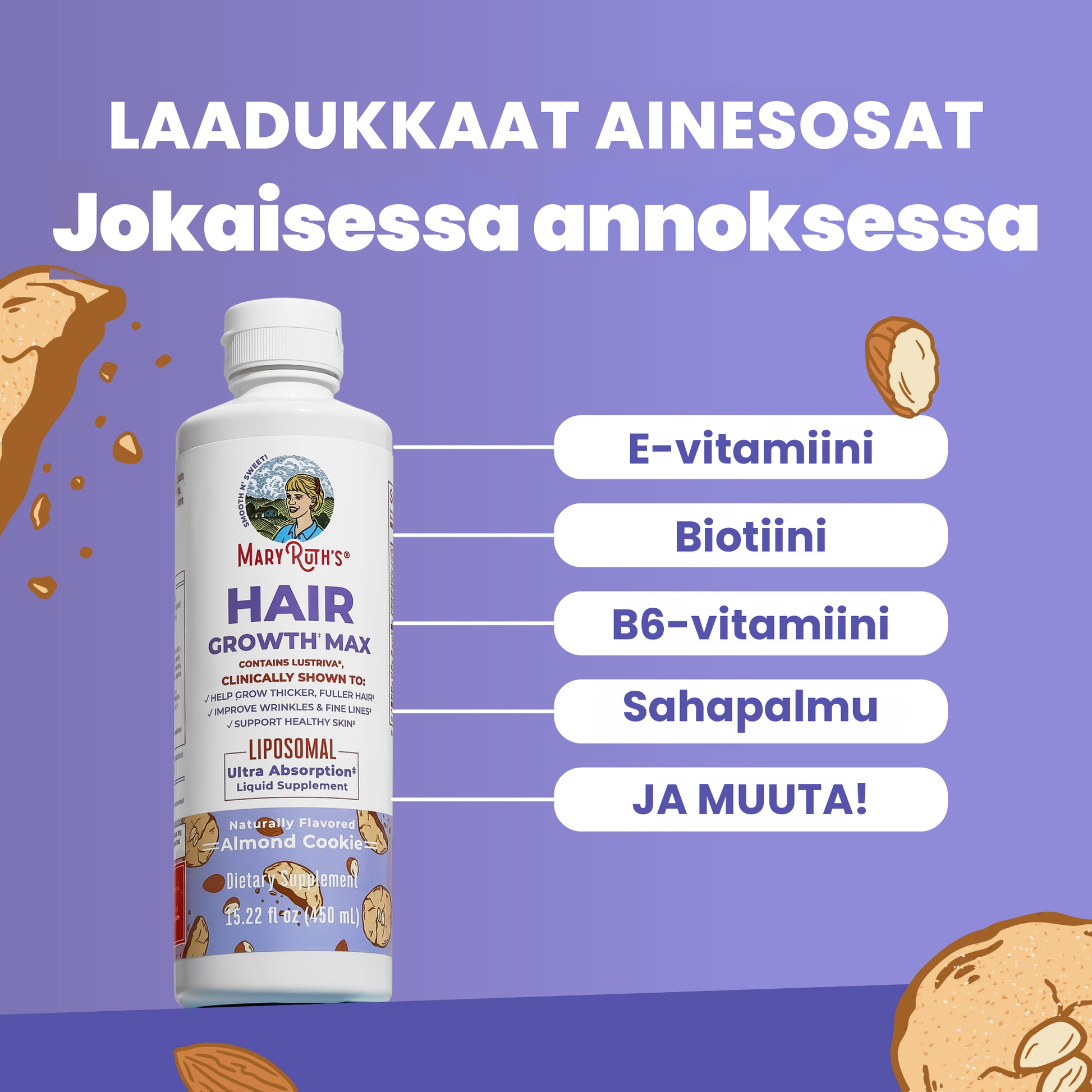 MaryRuth Hair Growth Max Liposomalin tärkeimmät ainesosat
