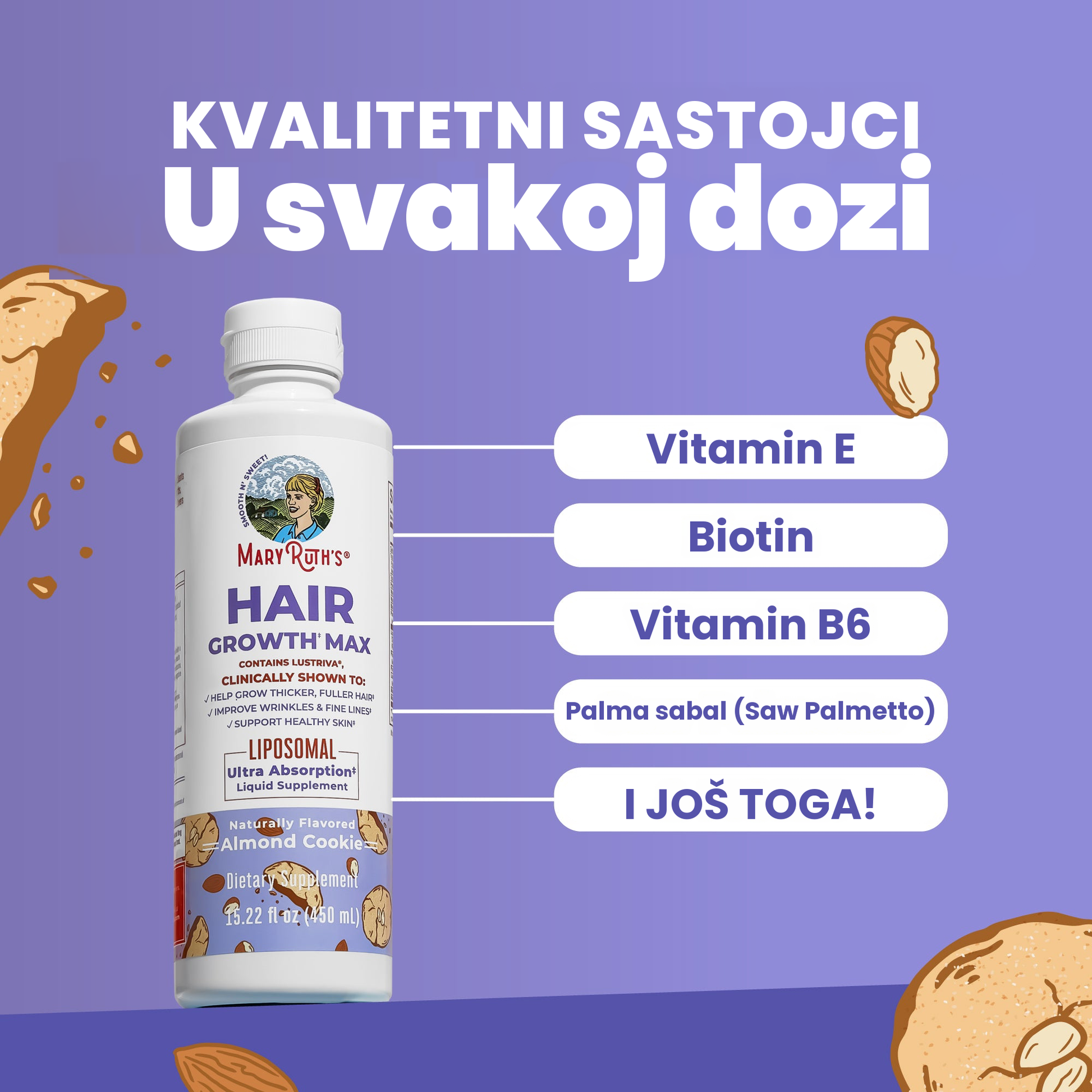 Ključni sastojci u MaryRuth Hair Growth Max Liposomal