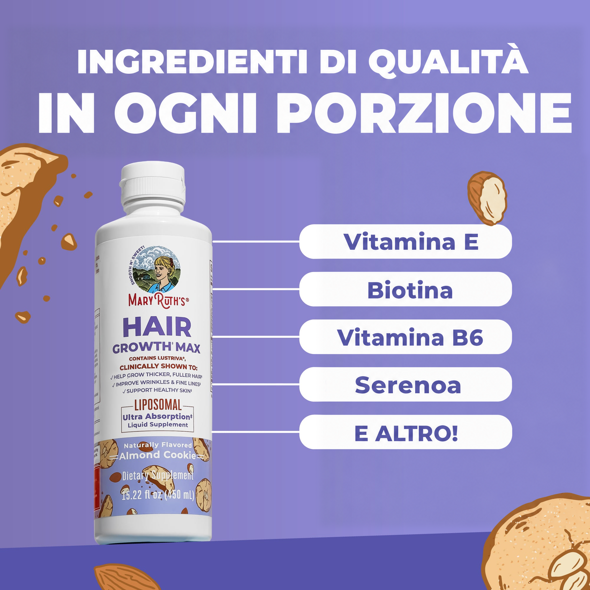 Key ingredients in MaryRuth Hair Growth Max Liposomal