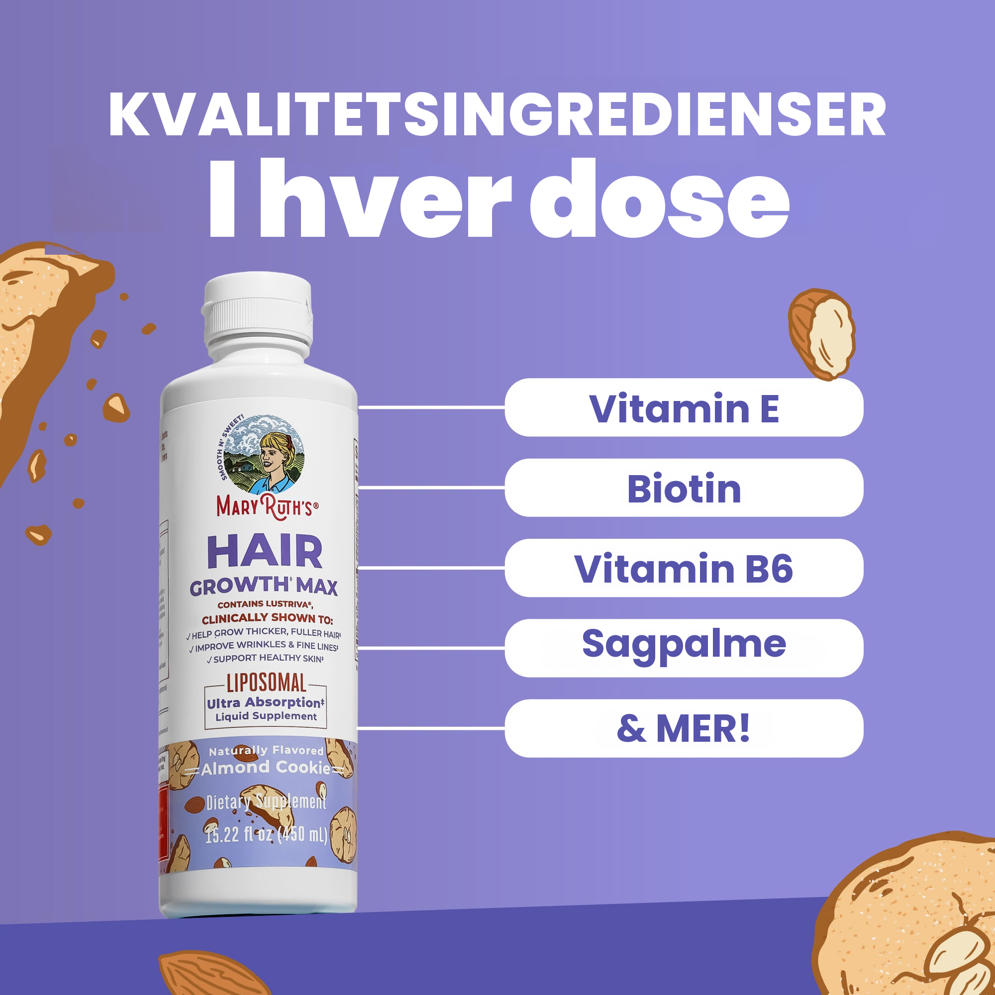 Nøkkelingredienser i MaryRuth Hair Growth Max Liposomal