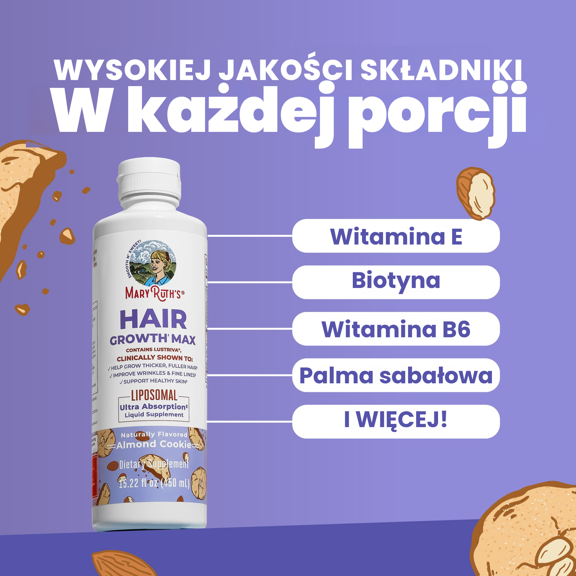 Kluczowe składniki MaryRuth Hair Growth Max Liposomal