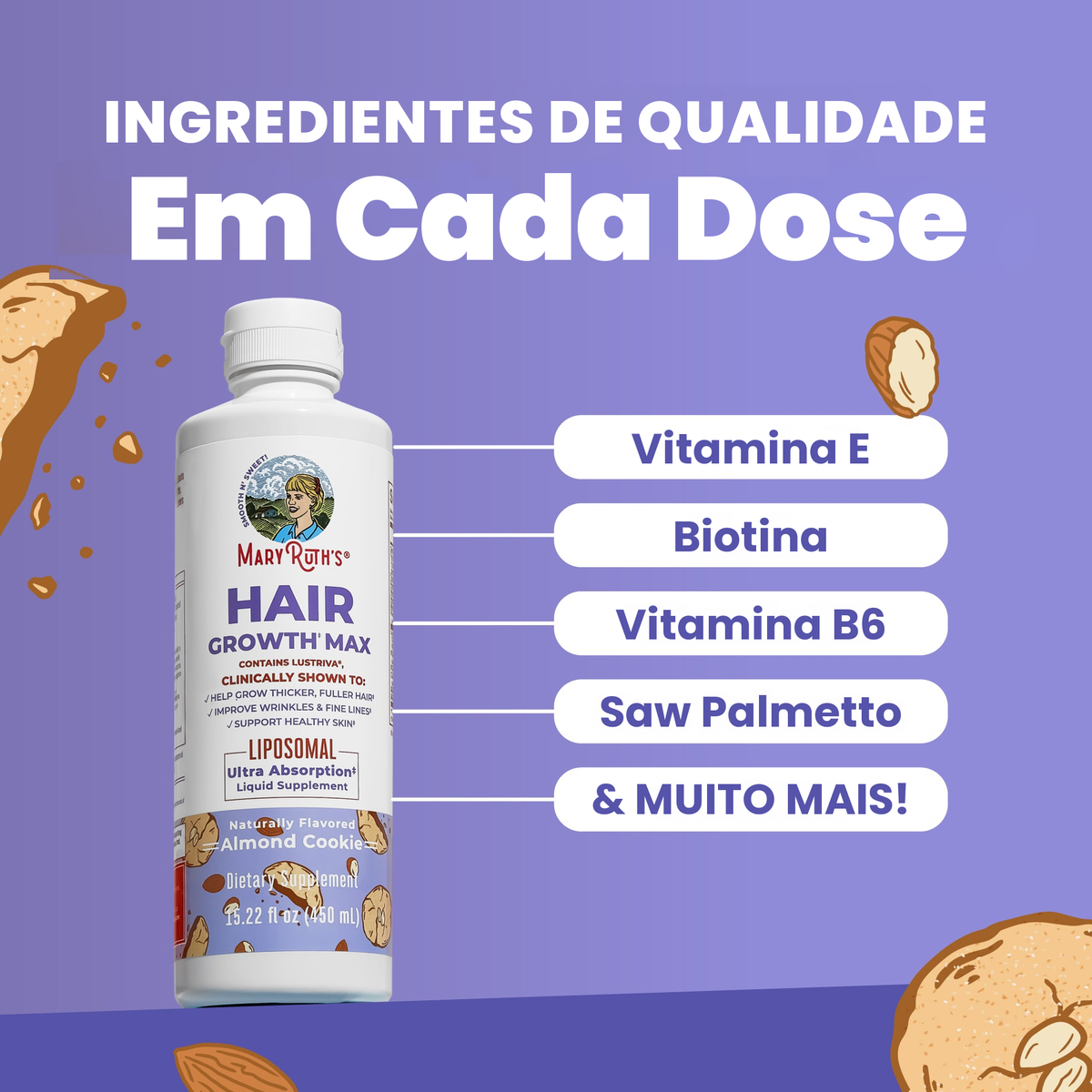 Ingredientes-chave do MaryRuth Hair Growth Max Liposomal