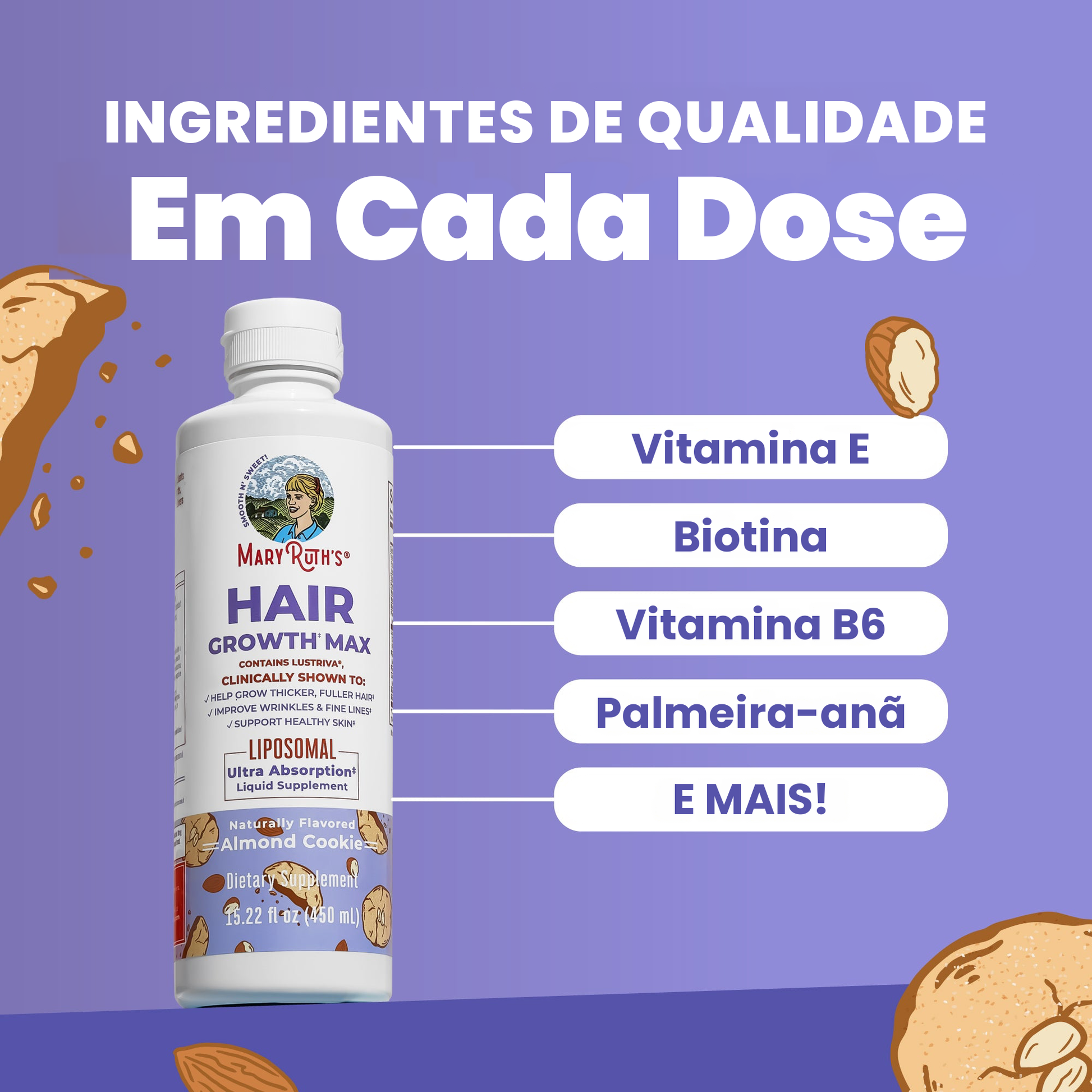 Ingredientes-chave do MaryRuth Hair Growth Max Lipossomal
