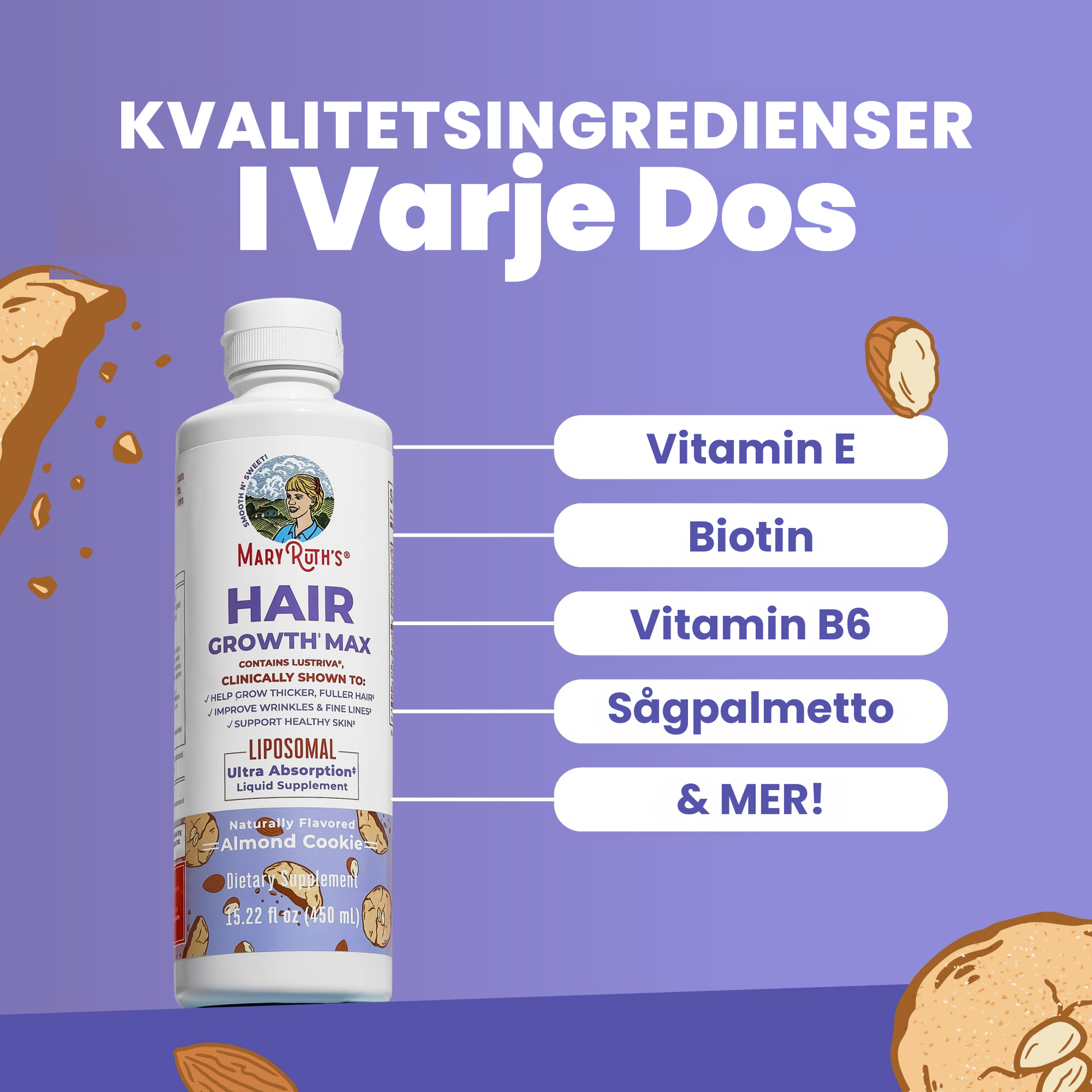 Nyckelingredienser i MaryRuth Hair Growth Max Liposomal