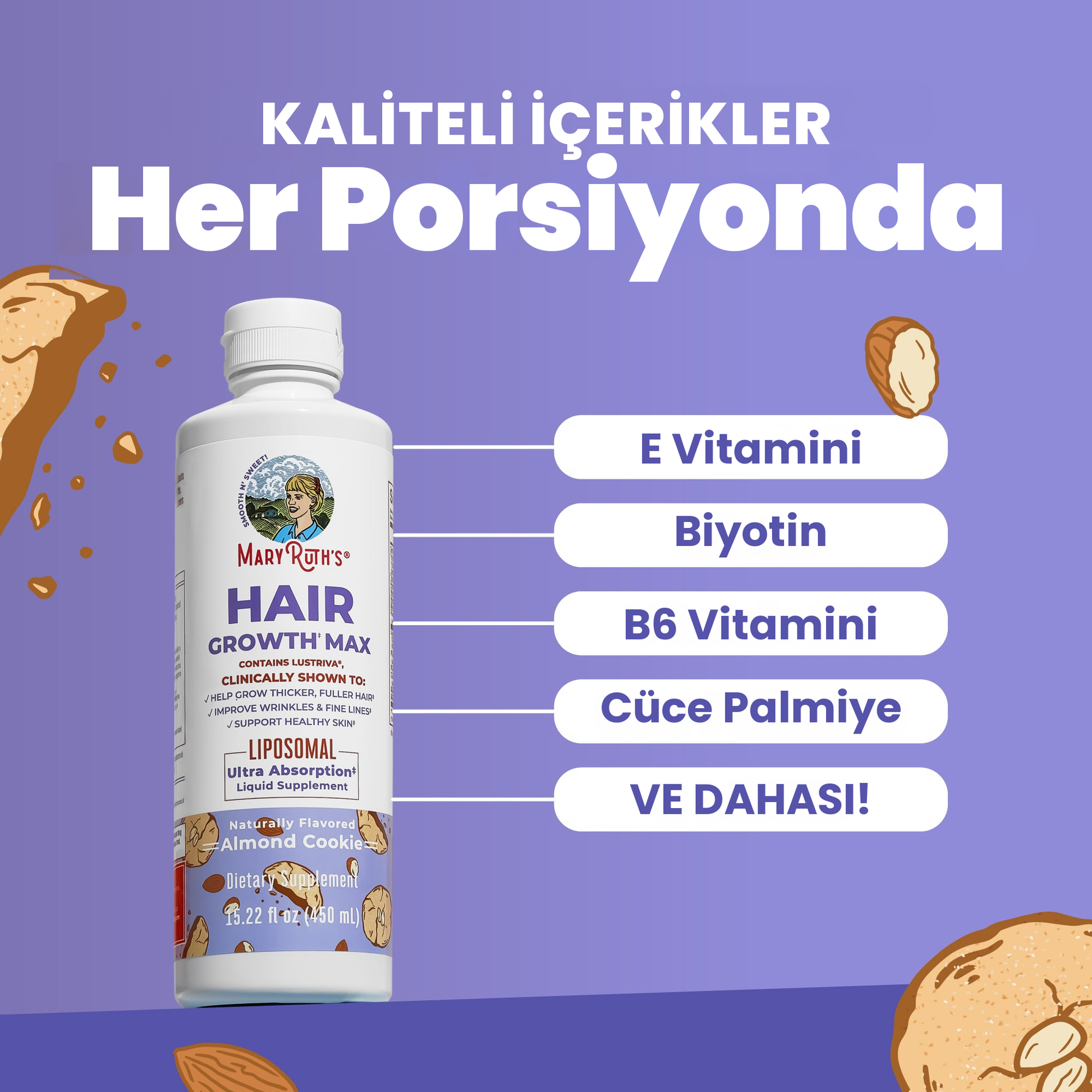 MaryRuth Hair Growth Max Liposomal'daki ana içerikler