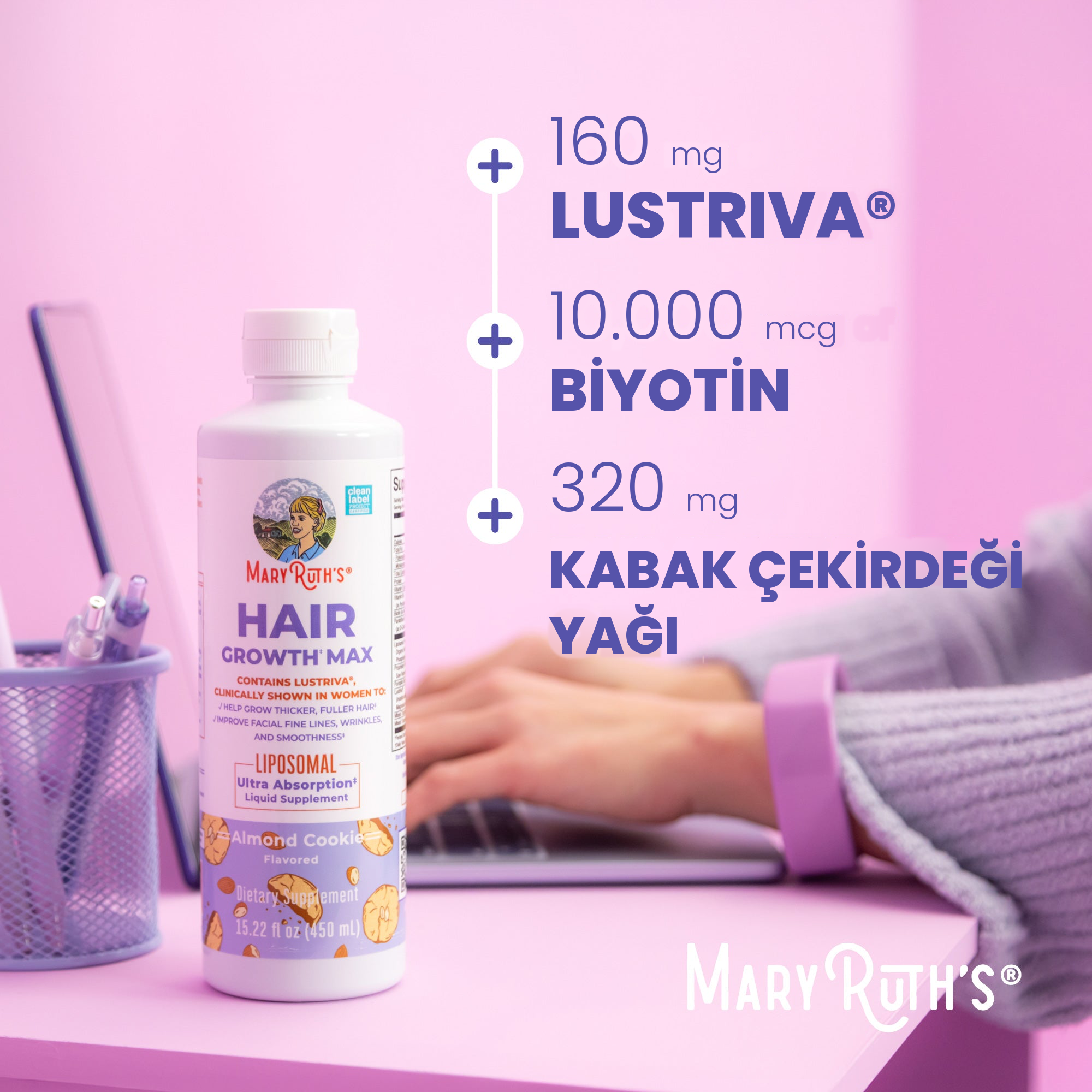 Bitkisel içerikler: kabak çekirdeği yağı, saw palmetto meyvesi, eclipta ve amla
