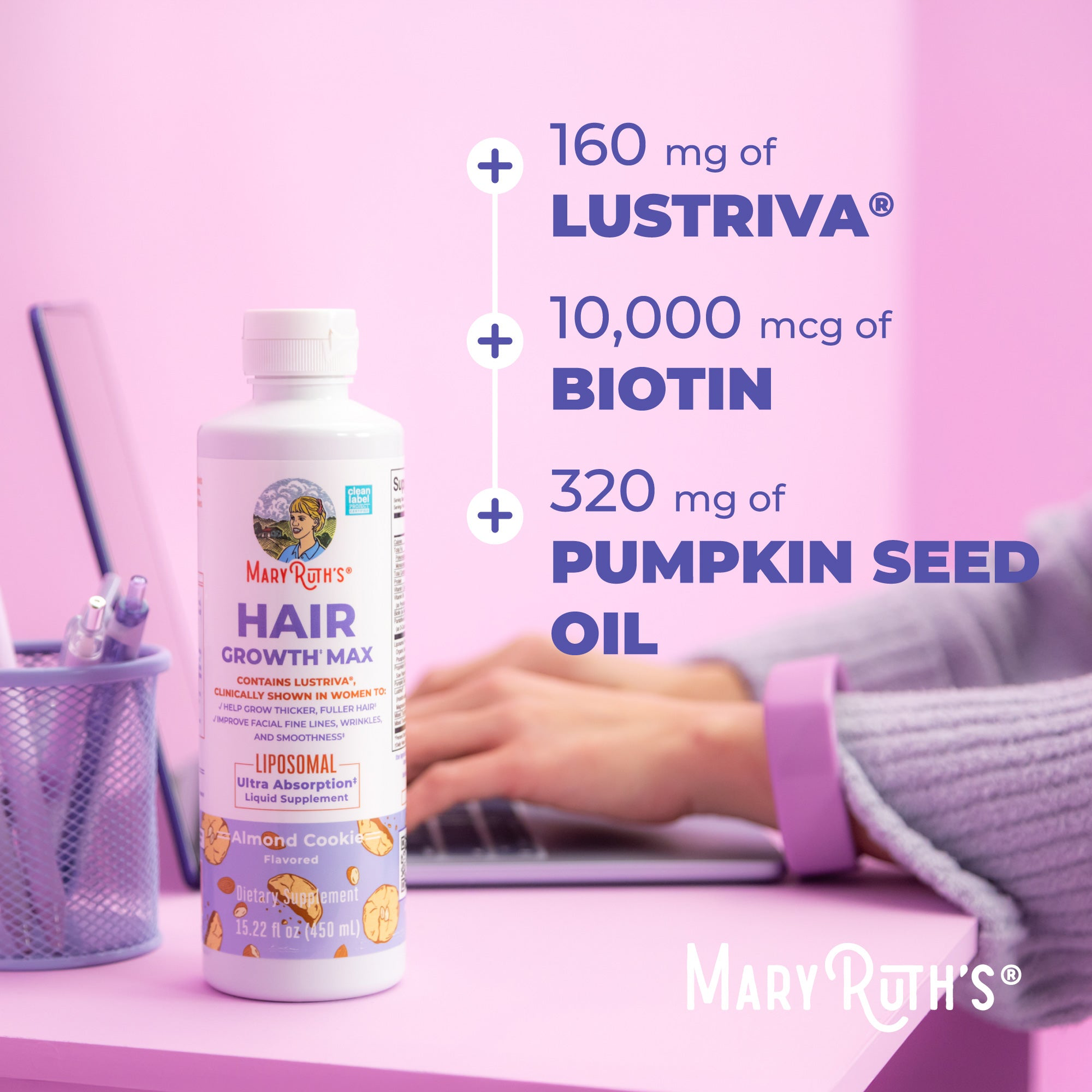 Herbal ingredients: pumpkin seed oil, saw palmetto fruit, eclipta and amla