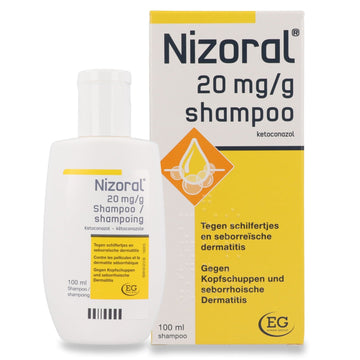 Nizoral 20 mg/g anti-dandruff treatment shampoo 2%, 100 ml bottle and carton