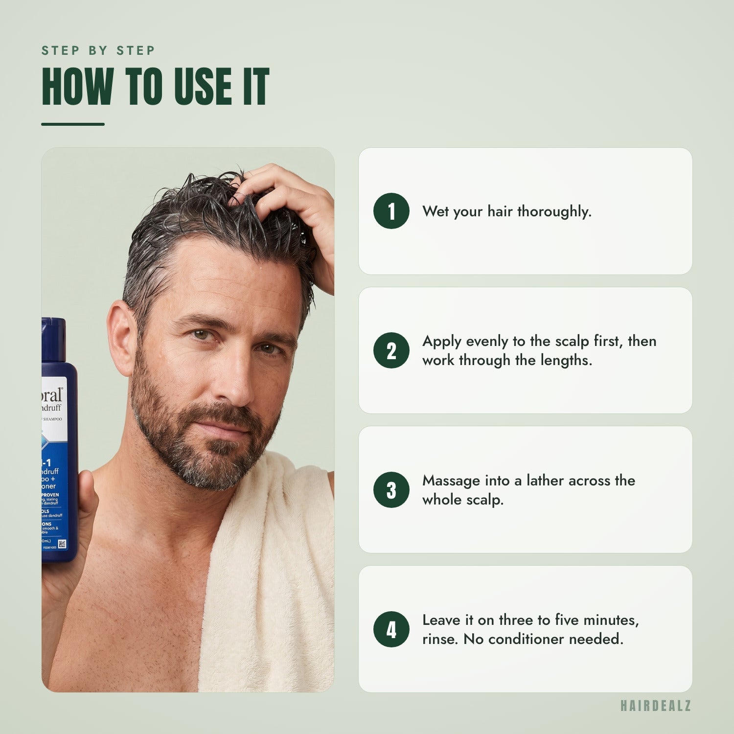 How to use Nizoral 2-in-1, step by step
