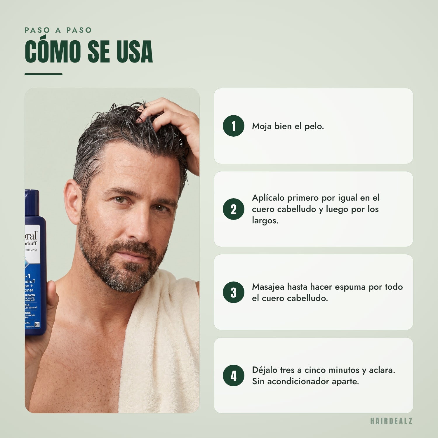 Cómo usar Nizoral 2 en 1, paso a paso