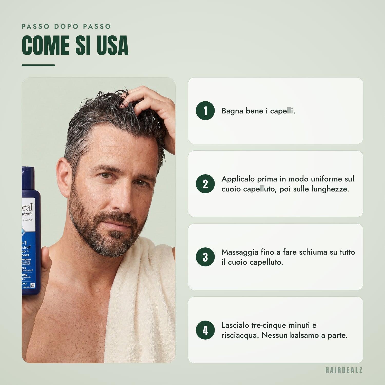 Come usare Nizoral 2 in 1, passo dopo passo