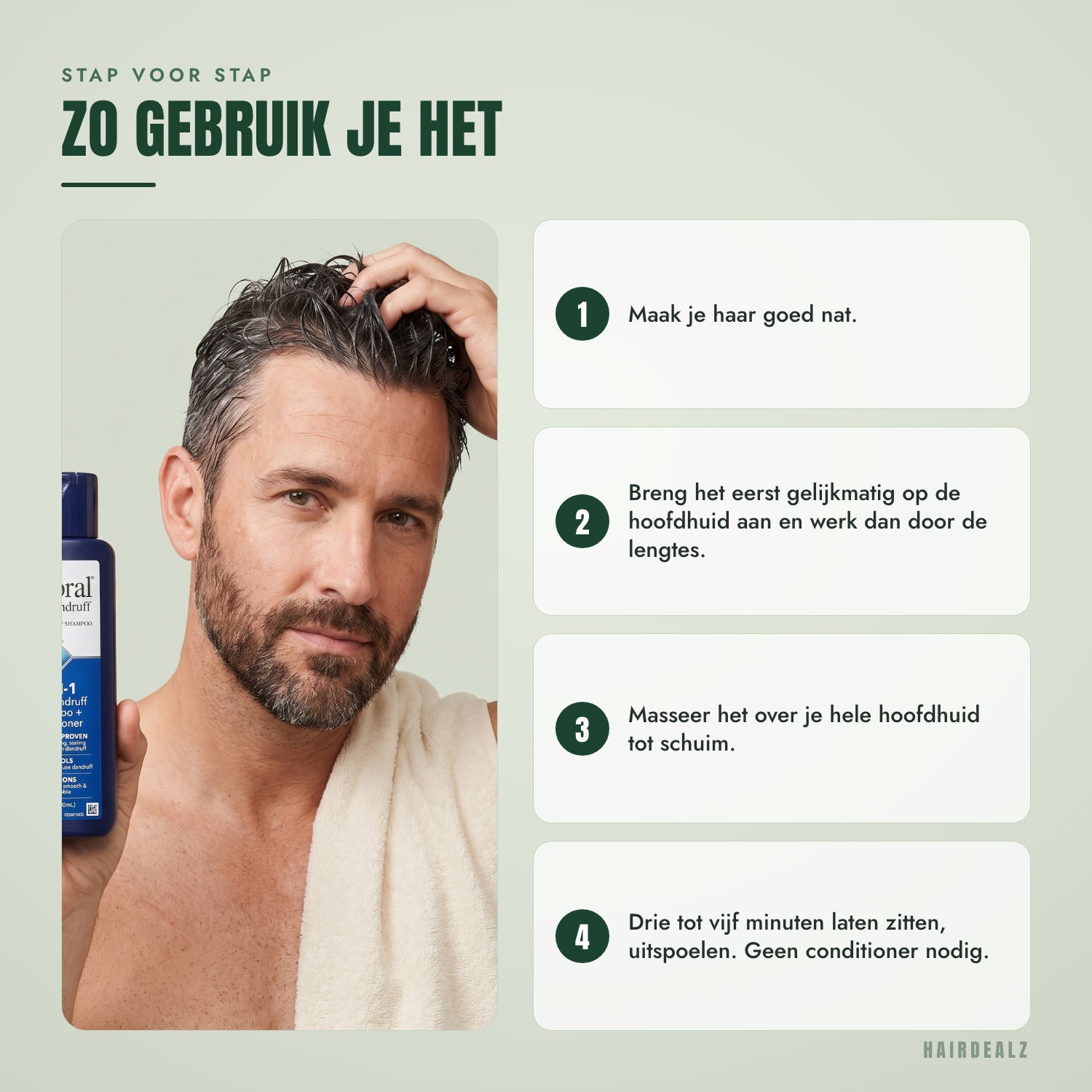 Zo gebruik je Nizoral 2-in-1, stap voor stap