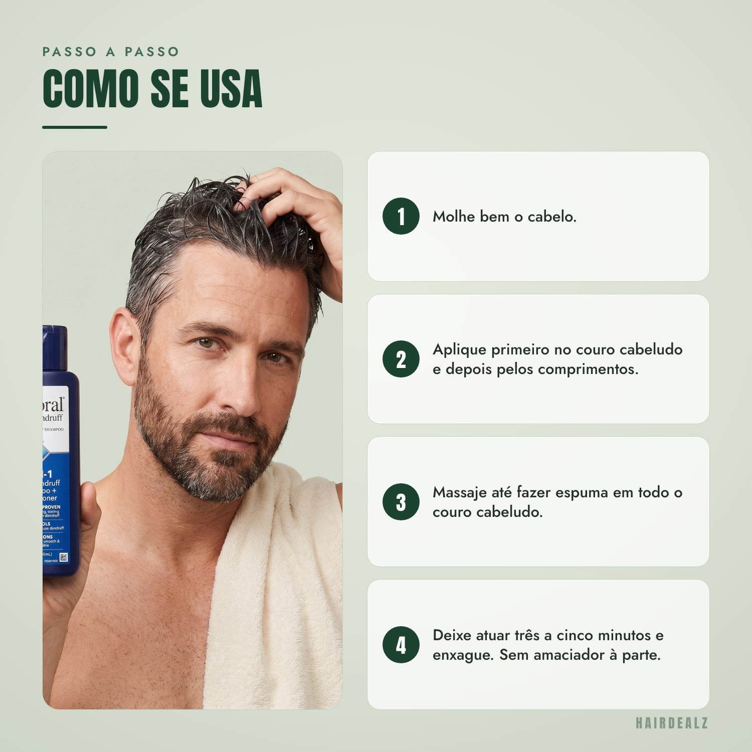 Como usar o Nizoral 2 em 1, passo a passo