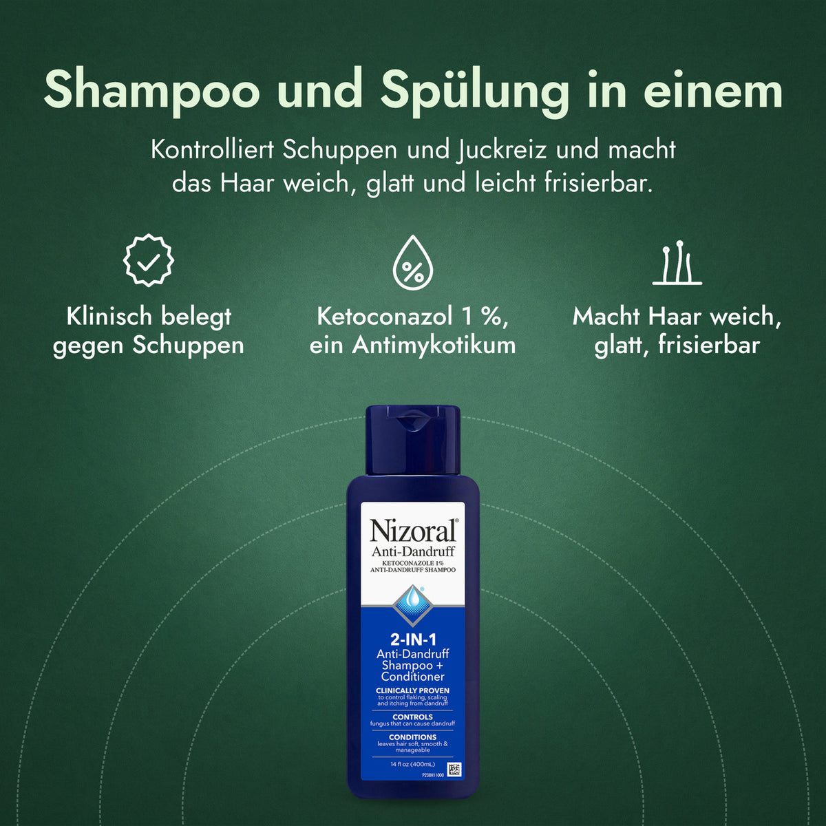 Nizoral 2-in-1 Anti-Schuppen-Shampoo + Spülung: Shampoo und Spülung in einem Klinisch belegt gegen Schuppen, Ketoconazol 1 %, ein Antimykotikum, Macht Haar weich, glatt, frisierbar