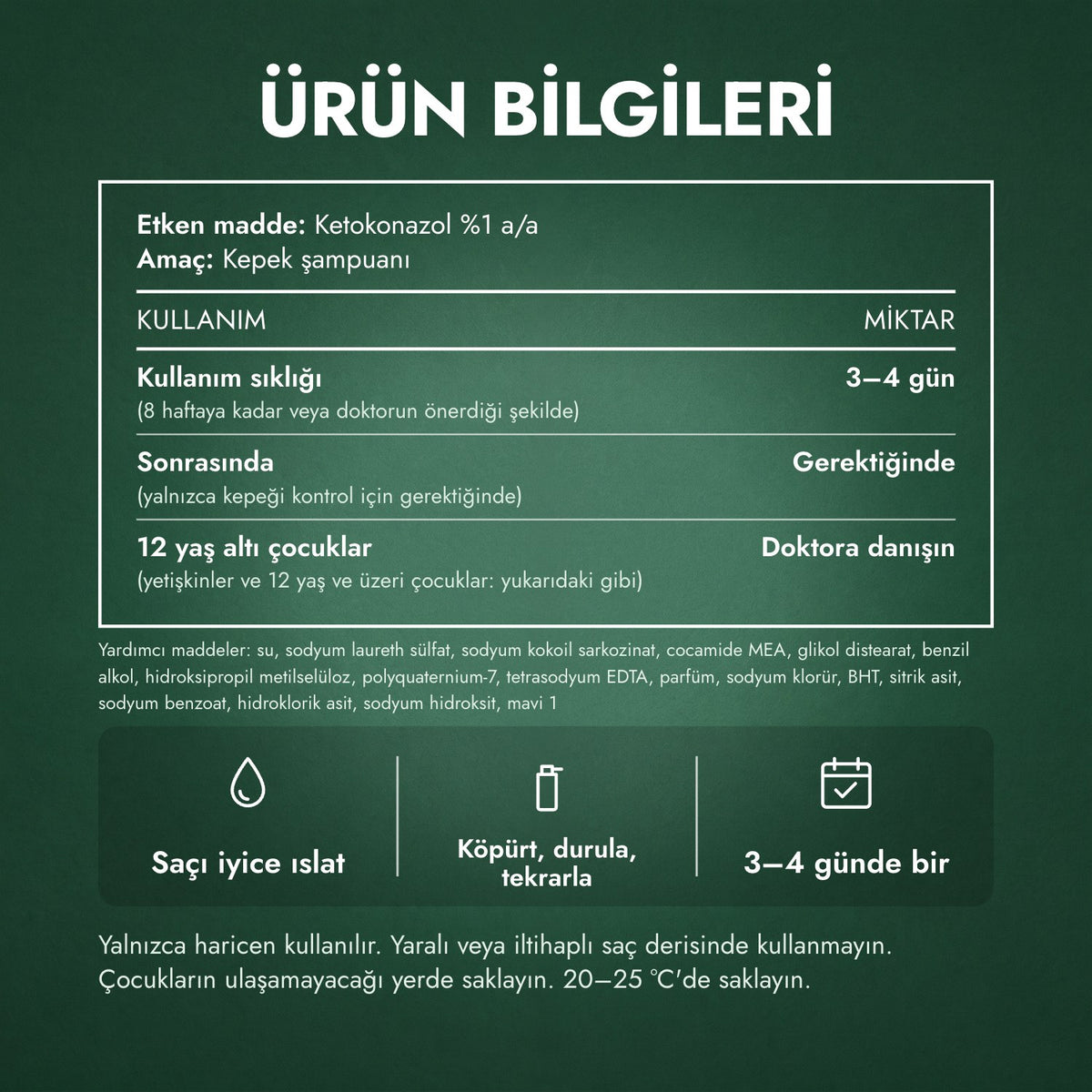 Ürün bilgileri: Nizoral 2'si 1 arada kepek şampuanı + saç kremi