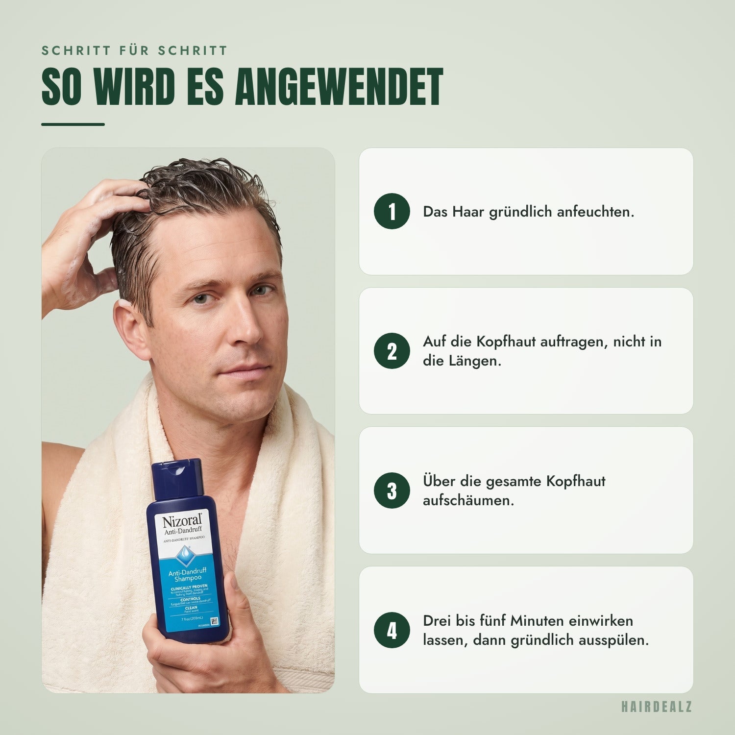 So wird Nizoral 1% angewendet, Schritt für Schritt