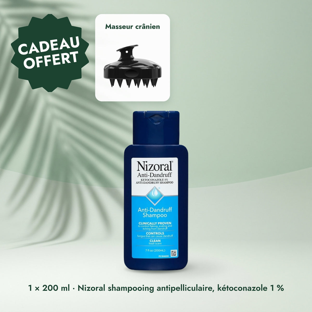 1 × 200 ml · Nizoral shampooing antipelliculaire, kétoconazole 1 %: Masseur crânien