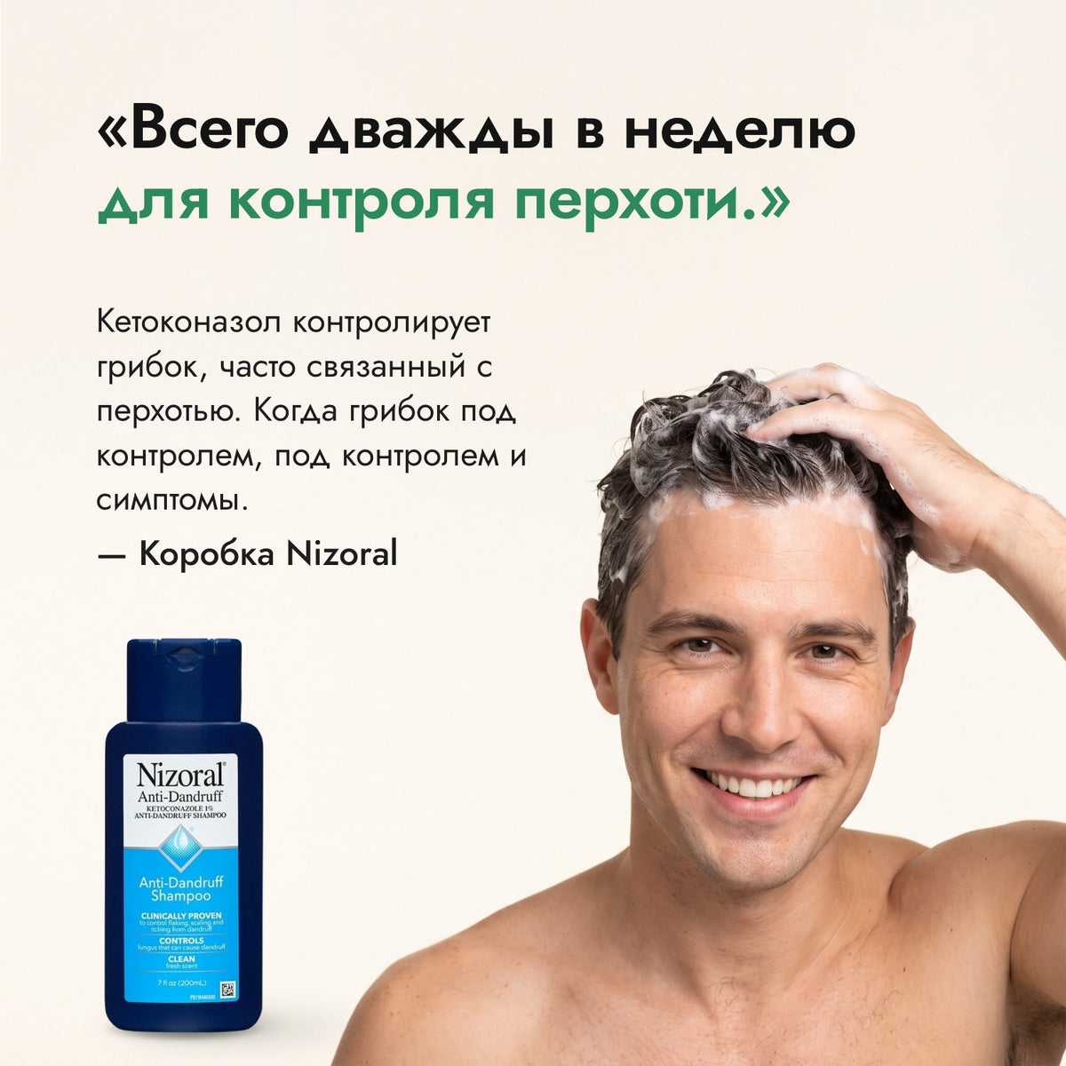 Всего дважды в неделю для контроля перхоти. — Коробка Nizoral