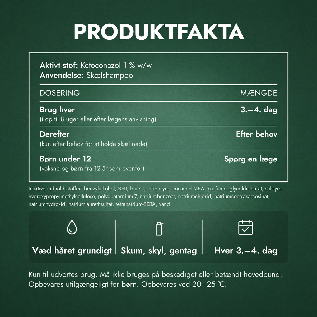 Produktfakta: Nizoral skælshampoo, ketoconazol 1 %