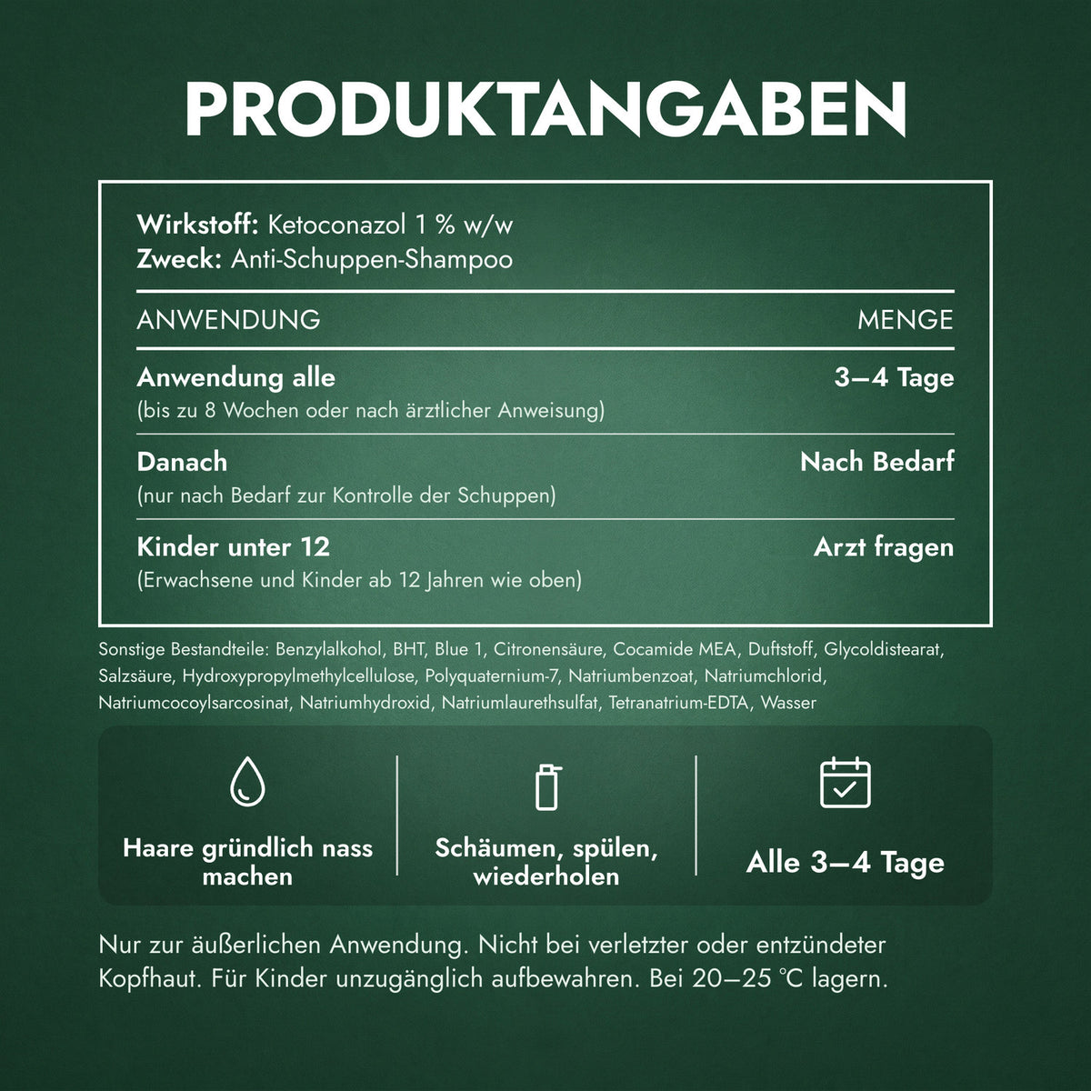 Produktangaben: Nizoral Anti-Schuppen-Shampoo, Ketoconazol 1 %