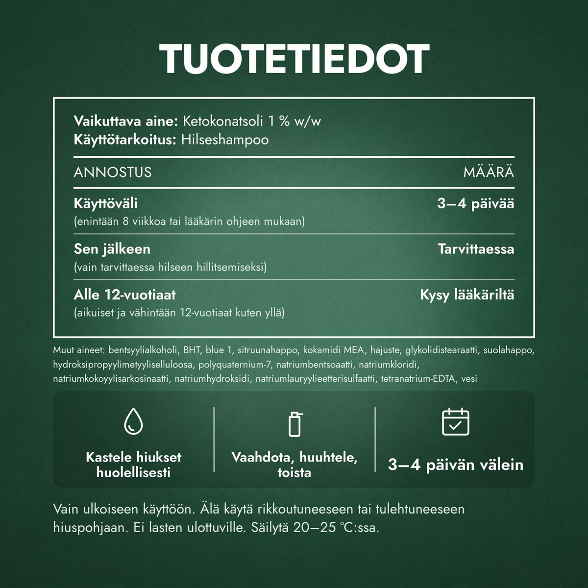 Tuotetiedot: Nizoral-hilseshampoo, ketokonatsoli 1 %