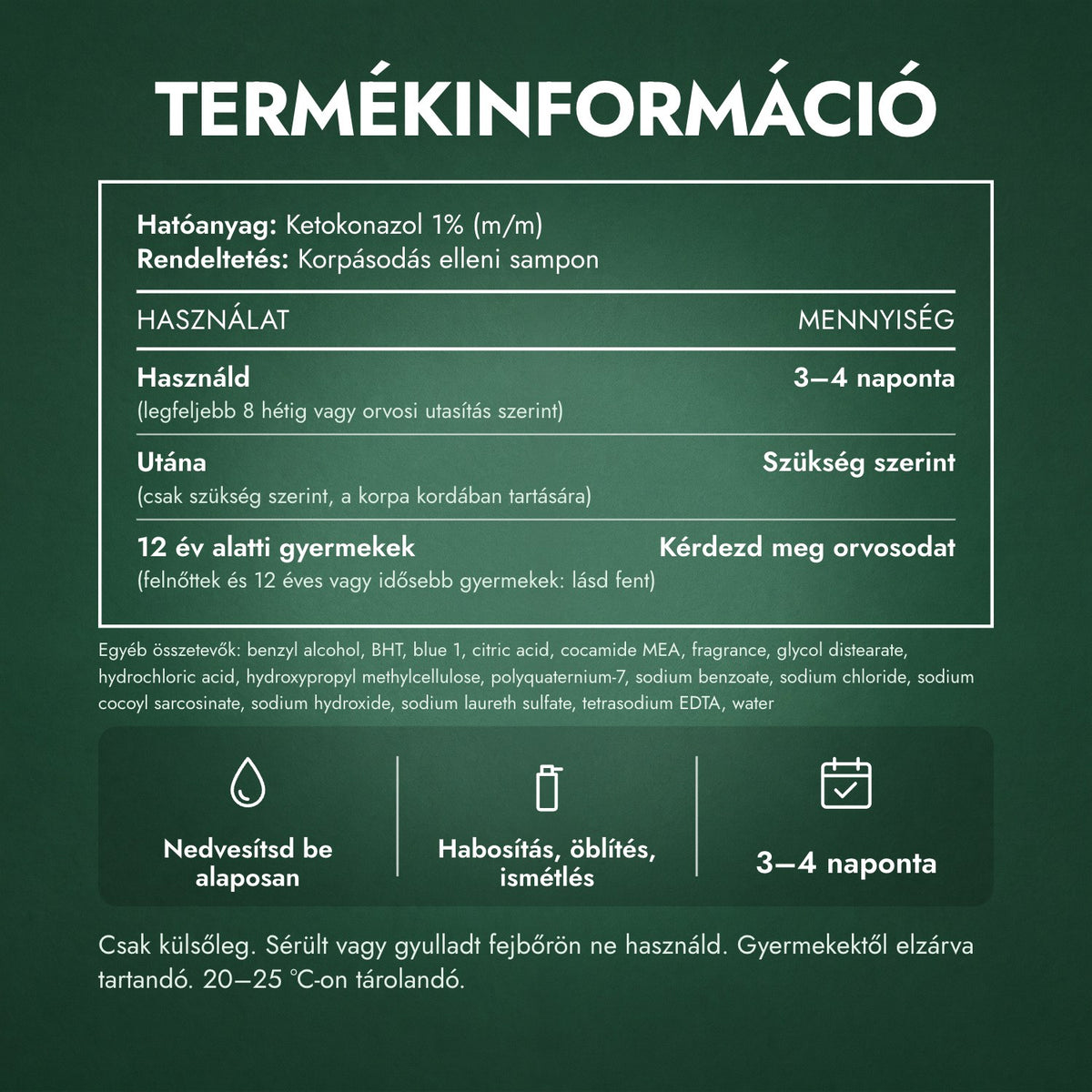 Termékinformáció: Nizoral korpásodás elleni sampon, ketokonazol 1%