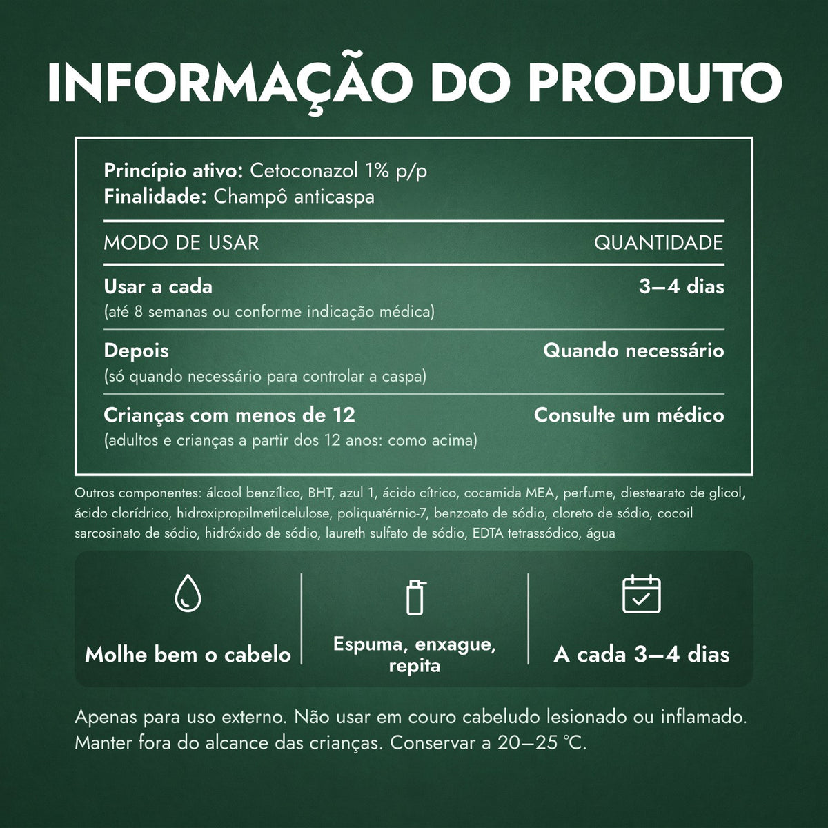 Informação do produto: Champô Anticaspa Nizoral, Cetoconazol 1%