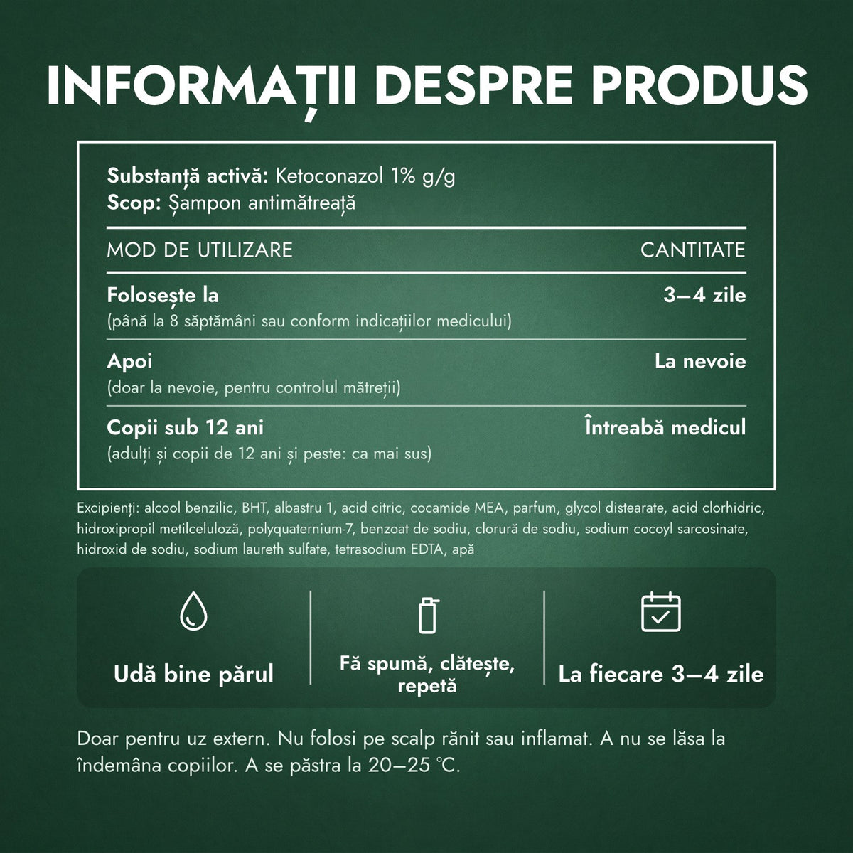 Informații despre produs: Nizoral șampon antimătreață, ketoconazol 1%