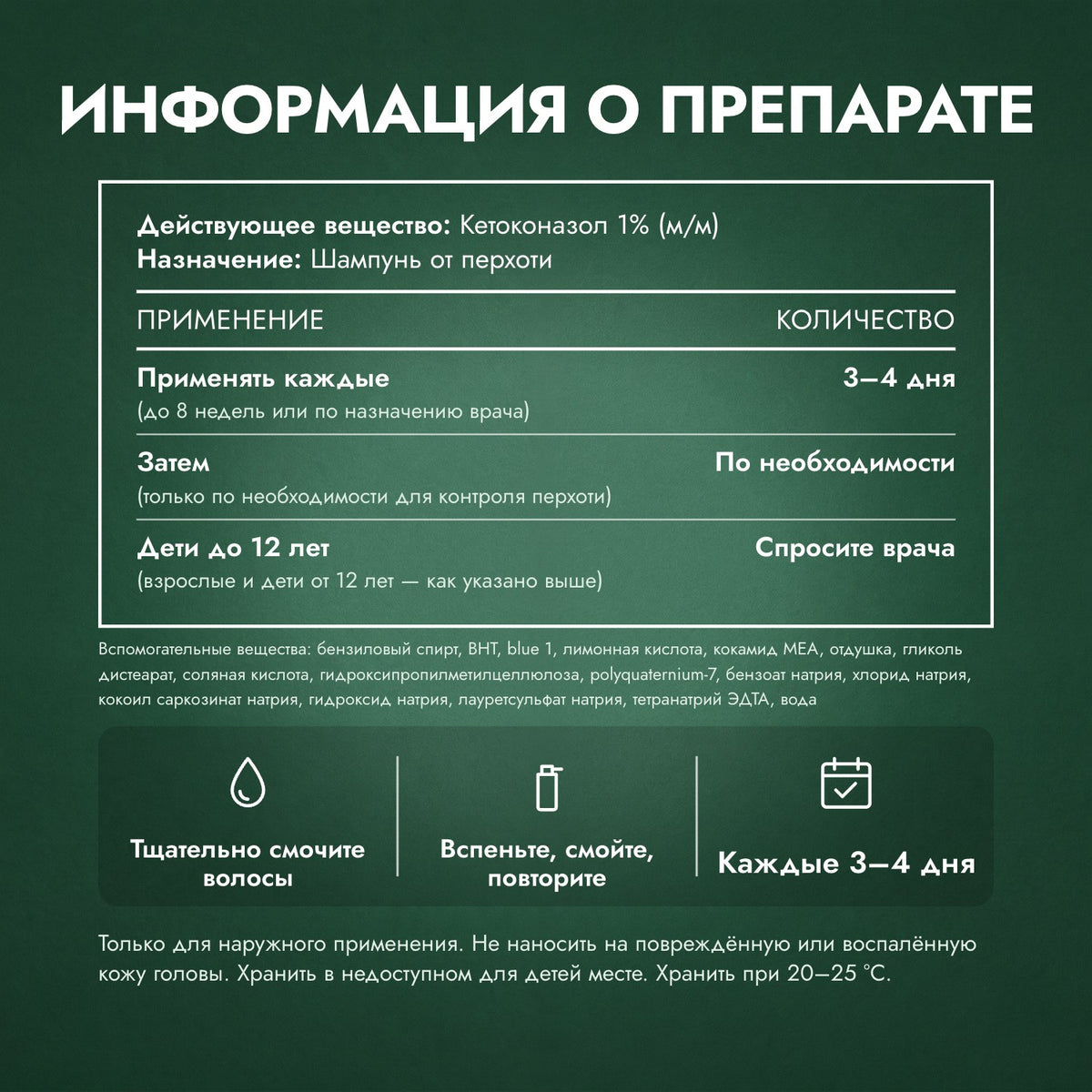 Информация о препарате: Шампунь Nizoral от перхоти, кетоконазол 1%