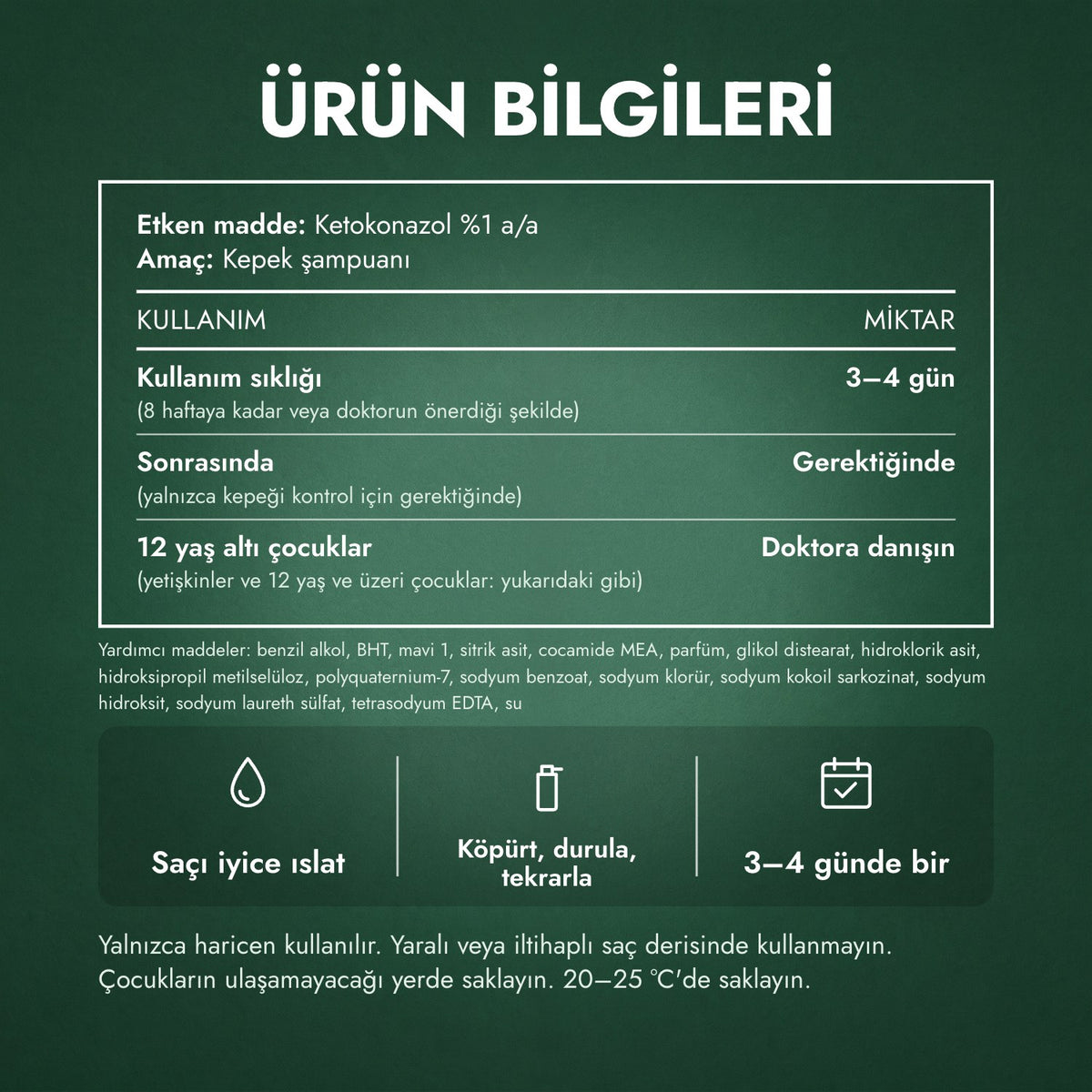 Ürün bilgileri: Nizoral kepek şampuanı, ketokonazol %1