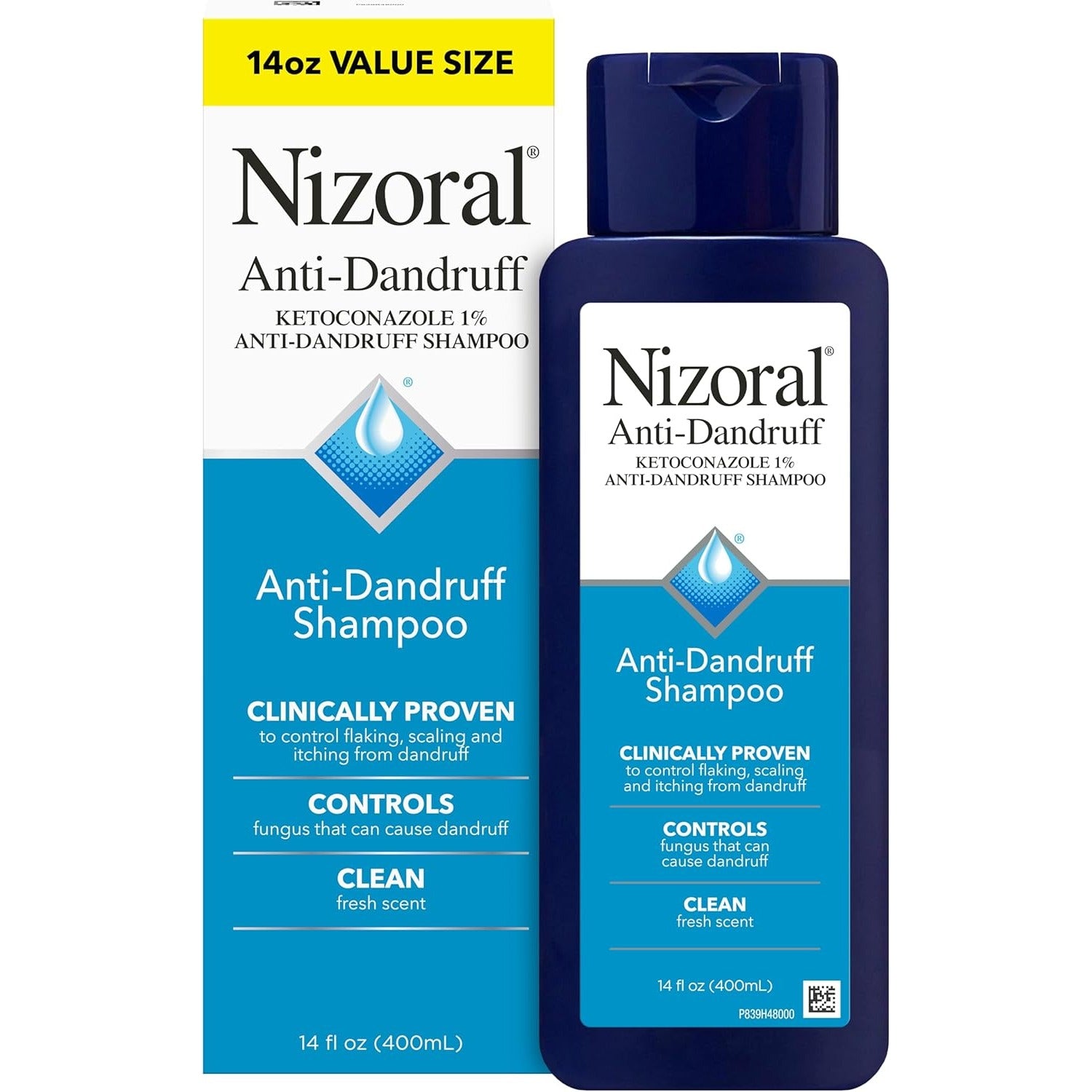 Nizoral anti-dandruff shampoo 1%, 400 ml value size bottle with carton