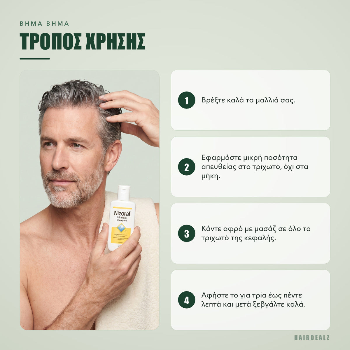 Πώς να χρησιμοποιήσετε το Nizoral 2% 100 ml, βήμα προς βήμα