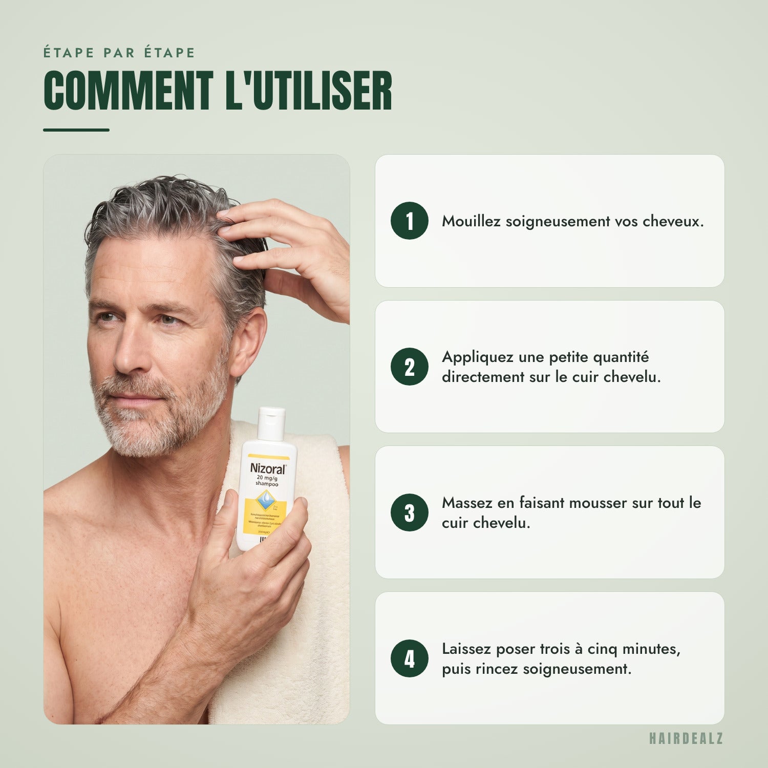 Comment utiliser Nizoral 2% 100 ml, étape par étape