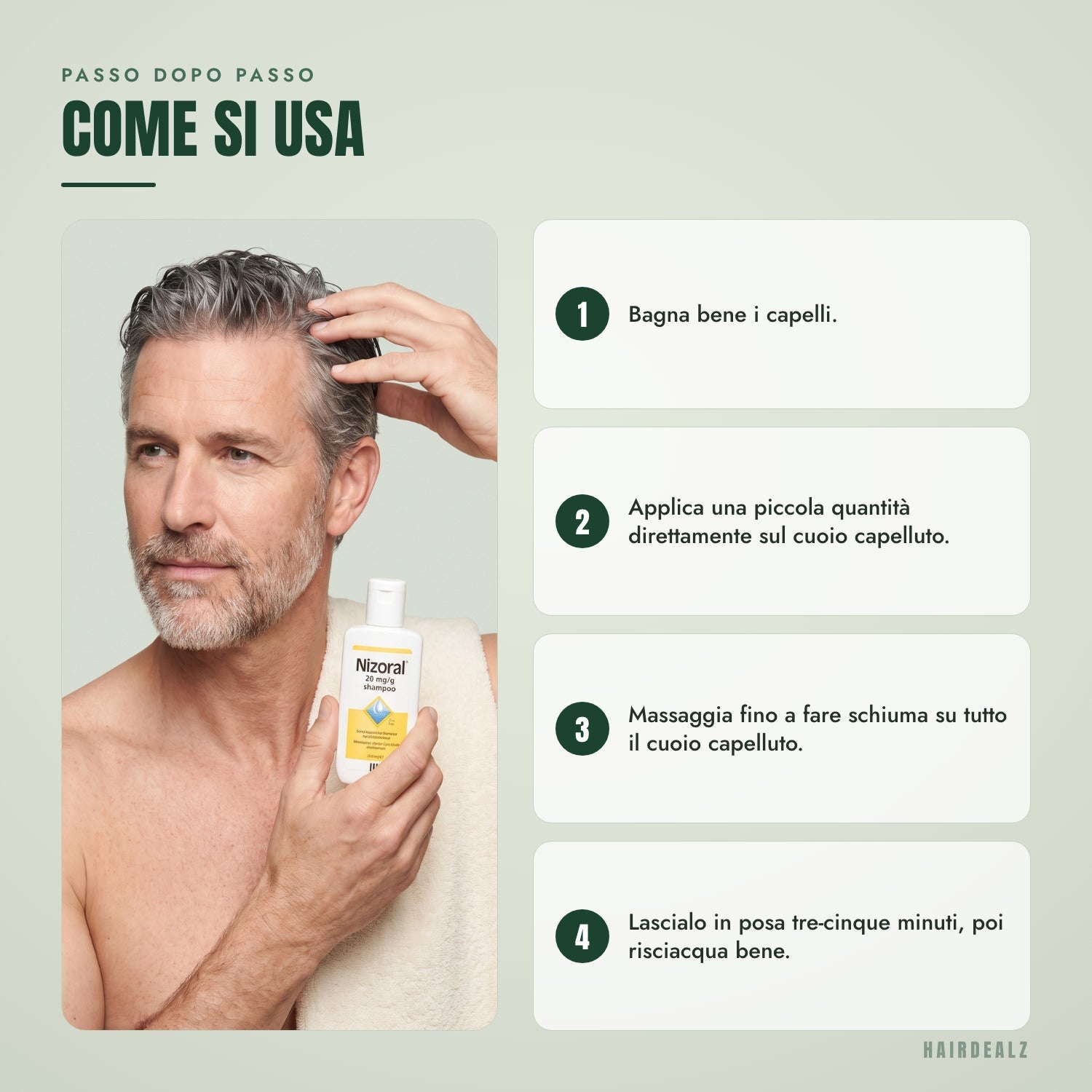 Come usare Nizoral 2% 100 ml, passo dopo passo