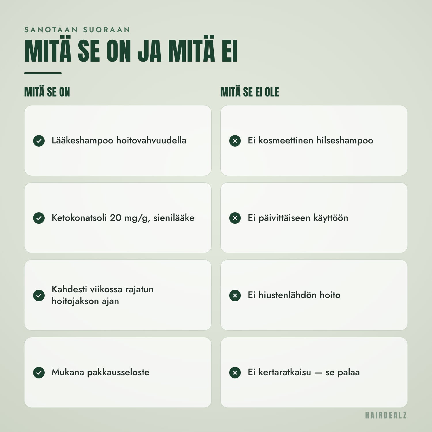 Mitä Nizoral 2% 100 ml on ja mitä se ei ole