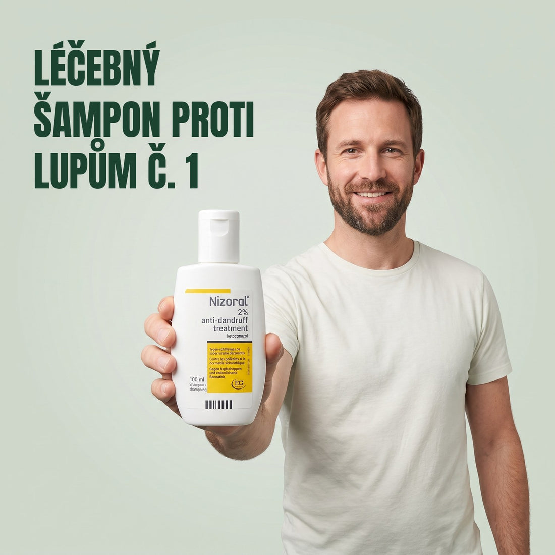 Nizoral 20 mg/g léčebný šampon proti lupům 2 %, 100 ml, lahvička a krabička