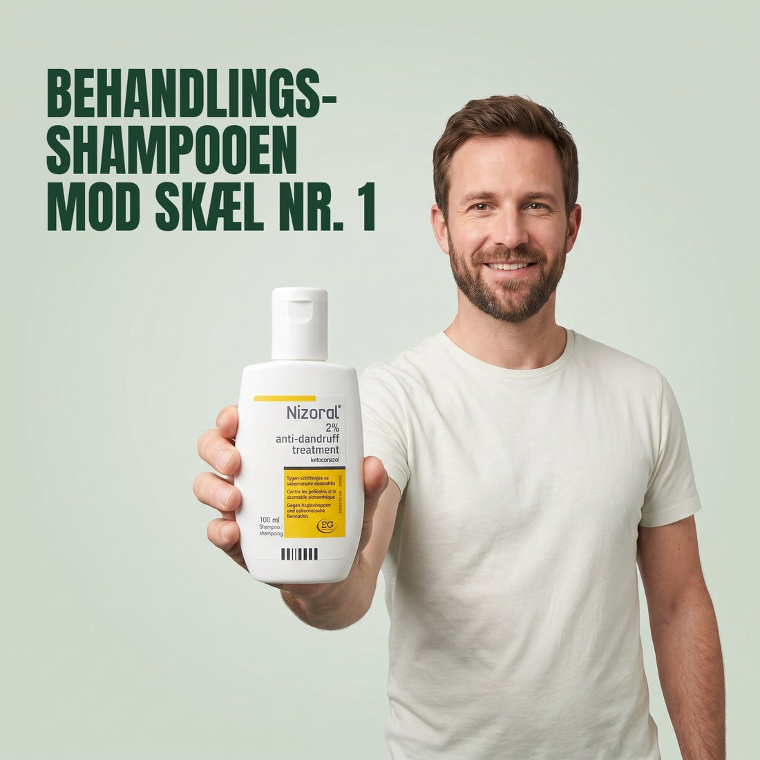 Nizoral 20 mg/g behandlingsshampoo mod skæl 2%, 100 ml flaske og æske