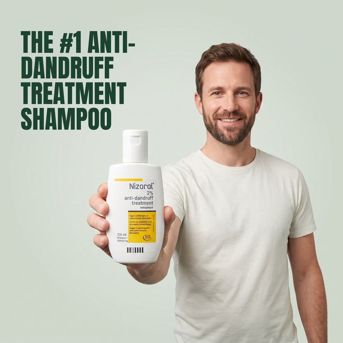 Nizoral 20 mg/g anti-dandruff treatment shampoo 2%, 100 ml bottle and carton