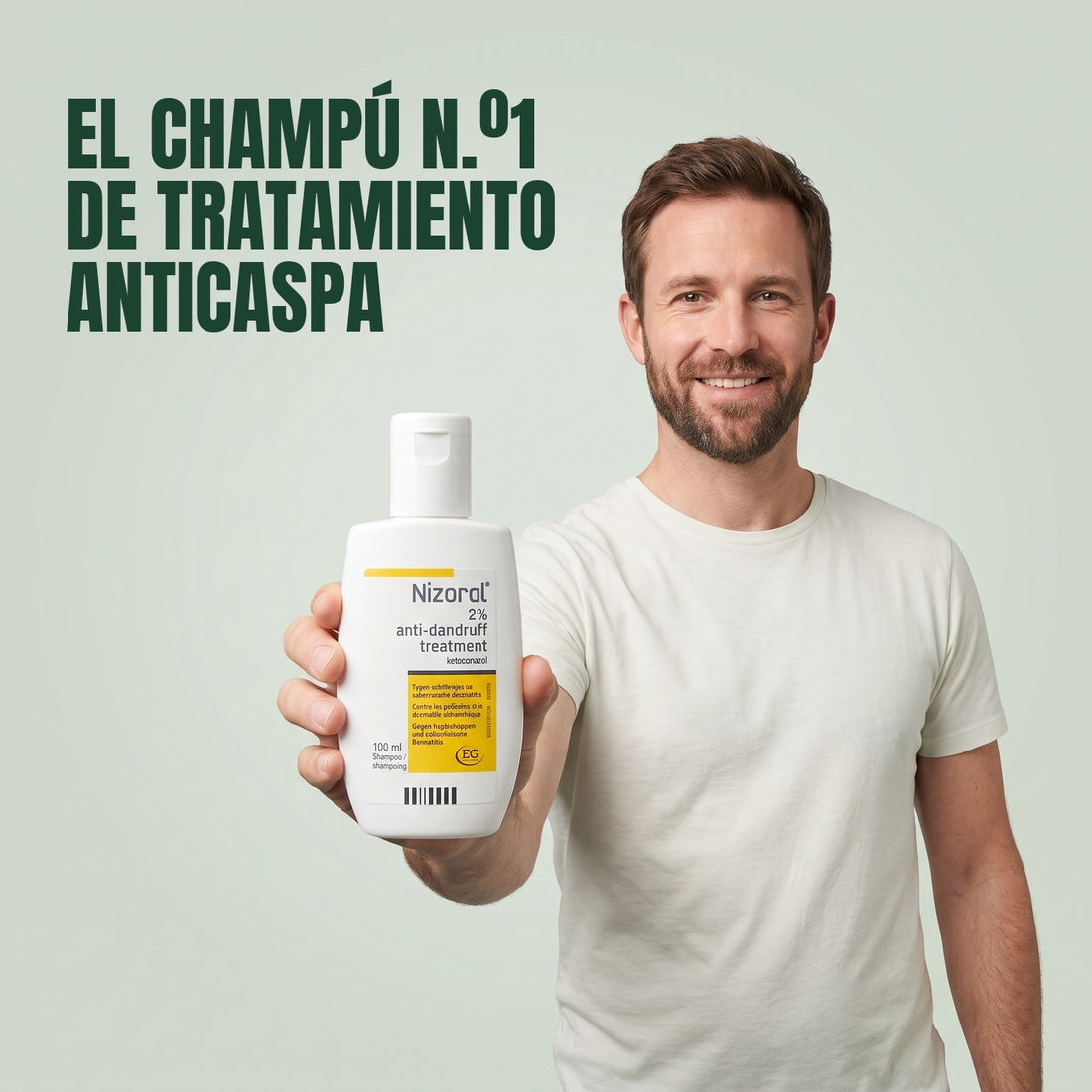 Nizoral 20 mg/g anti-dandruff treatment shampoo 2%, 100 ml bottle and carton