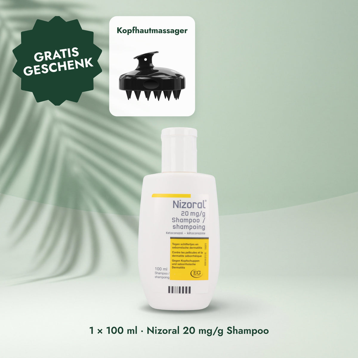 1 × 100 ml · Nizoral 20 mg/g Shampoo: Kopfhautmassager