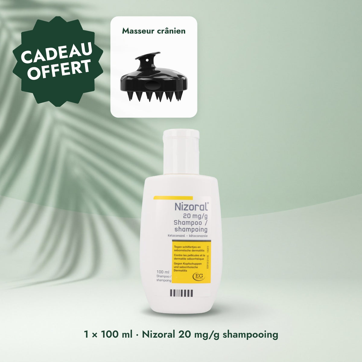 1 × 100 ml · Nizoral 20 mg/g shampooing: Masseur crânien