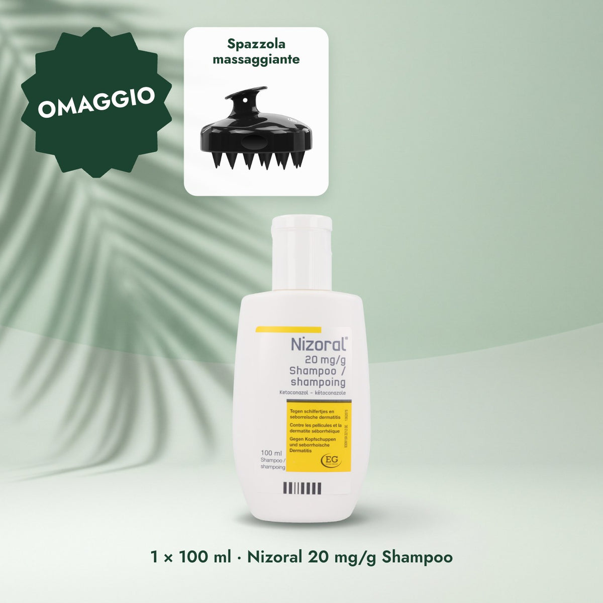 1 × 100 ml · Nizoral 20 mg/g Shampoo: Spazzola massaggiante