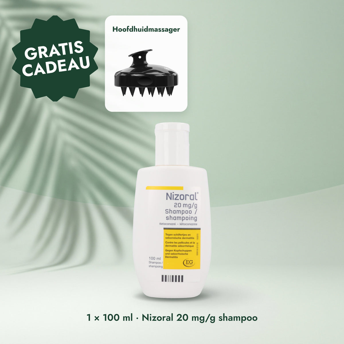 1 × 100 ml · Nizoral 20 mg/g shampoo: Hoofdhuidmassager